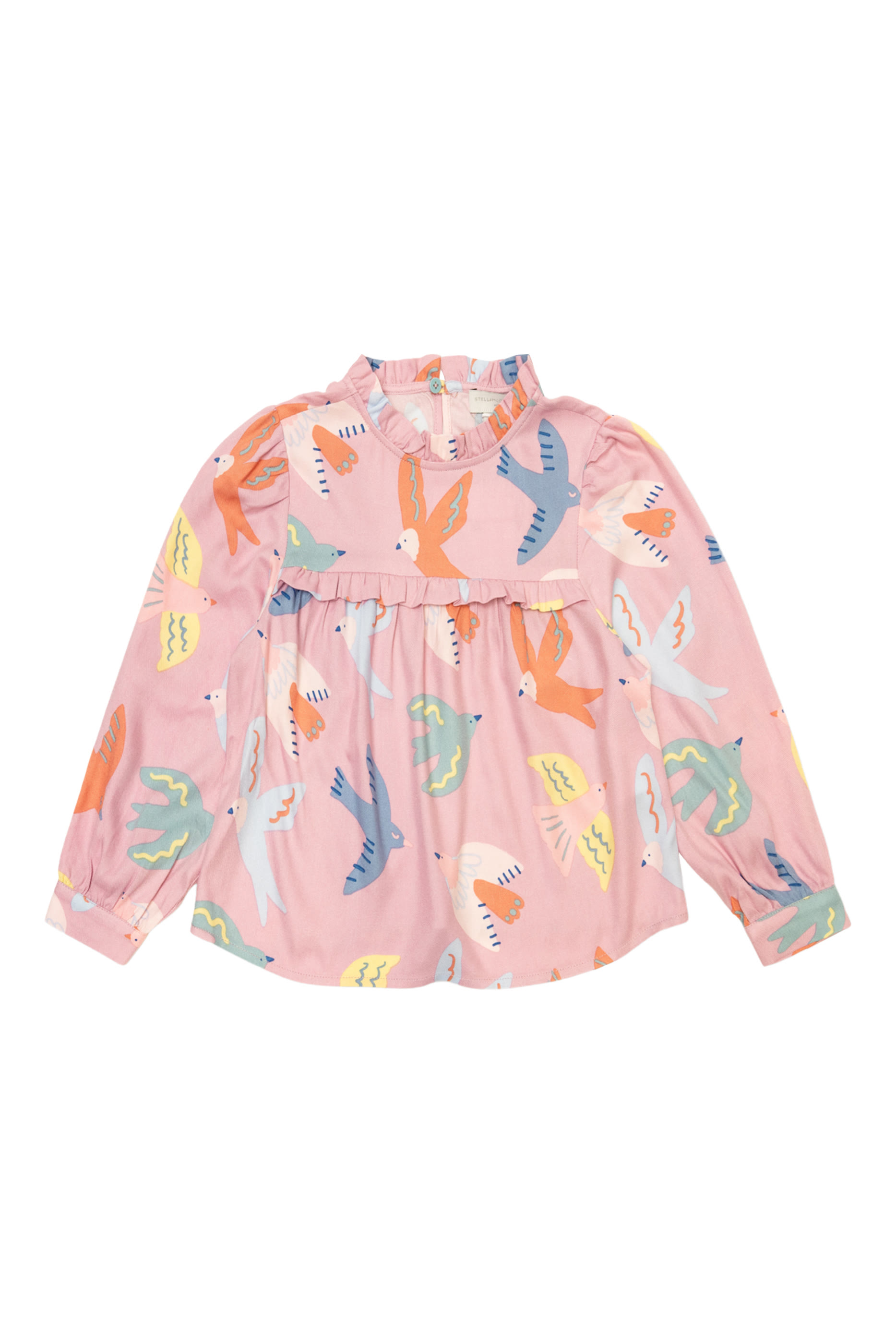 Kids Dove Print Pleated Long-Sleeve Top
