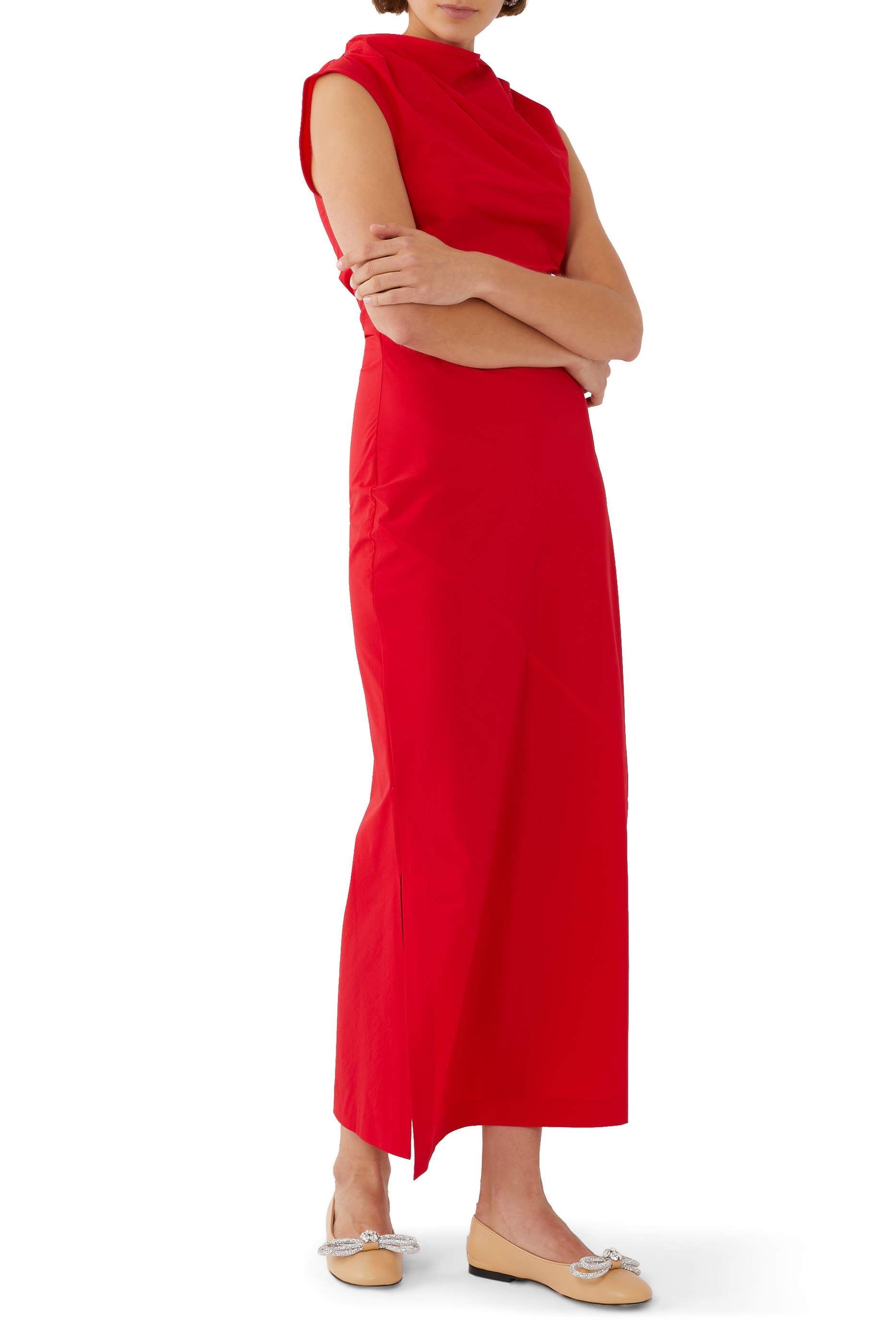 Double Bow Nappa Ballerina Flats