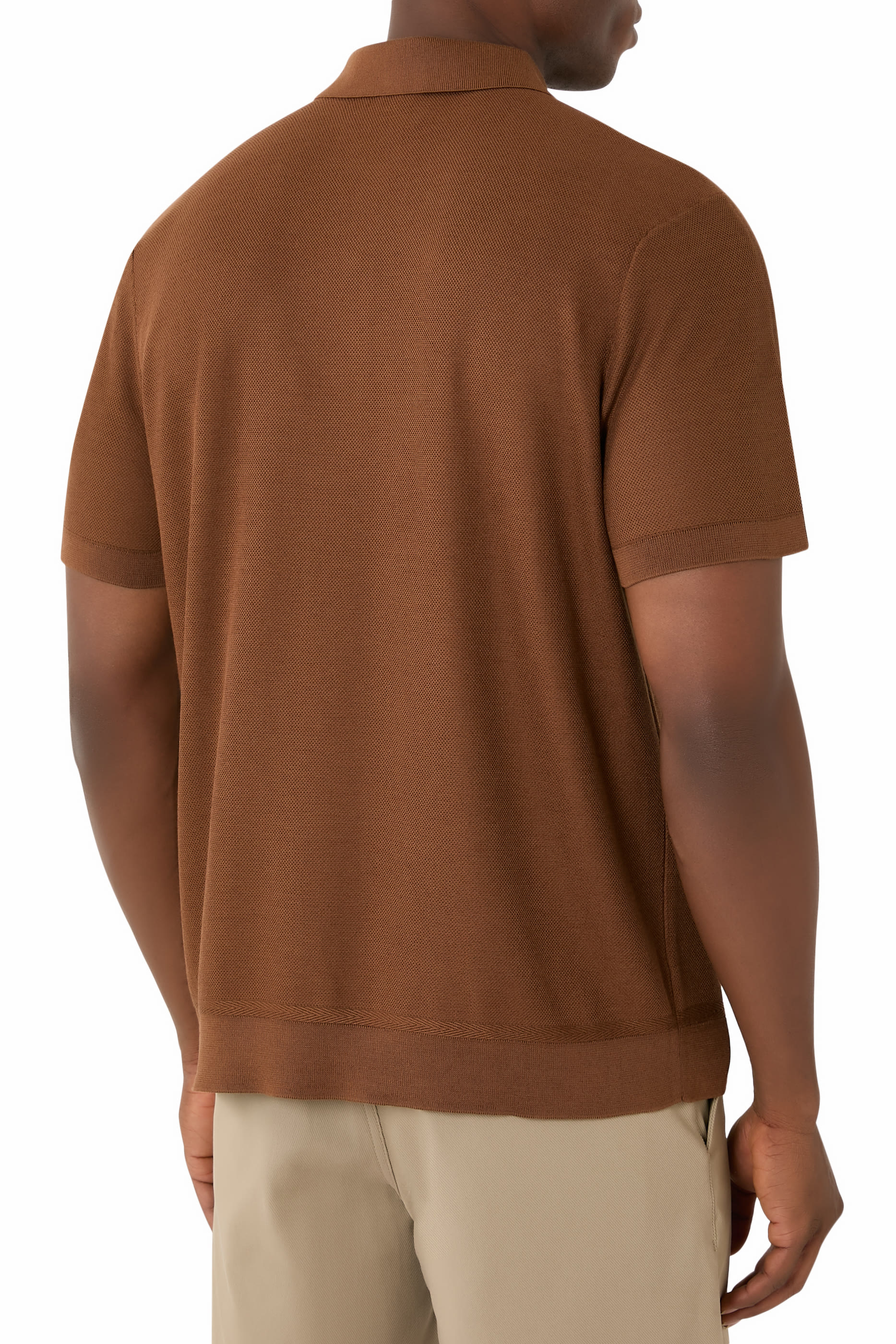 Three-Button Knit Polo Shirt