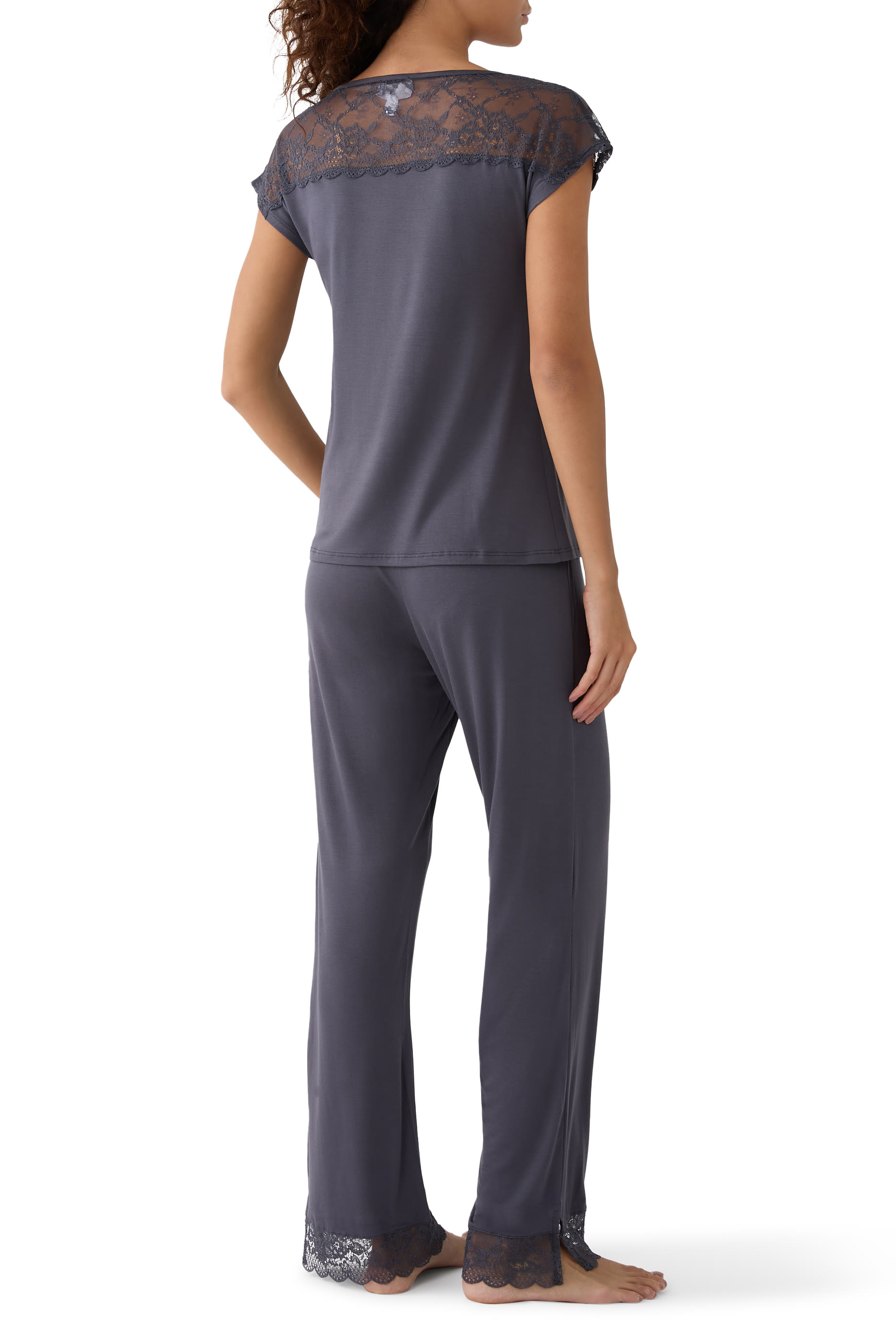 Jersey Lace Yoke Pyjama Set