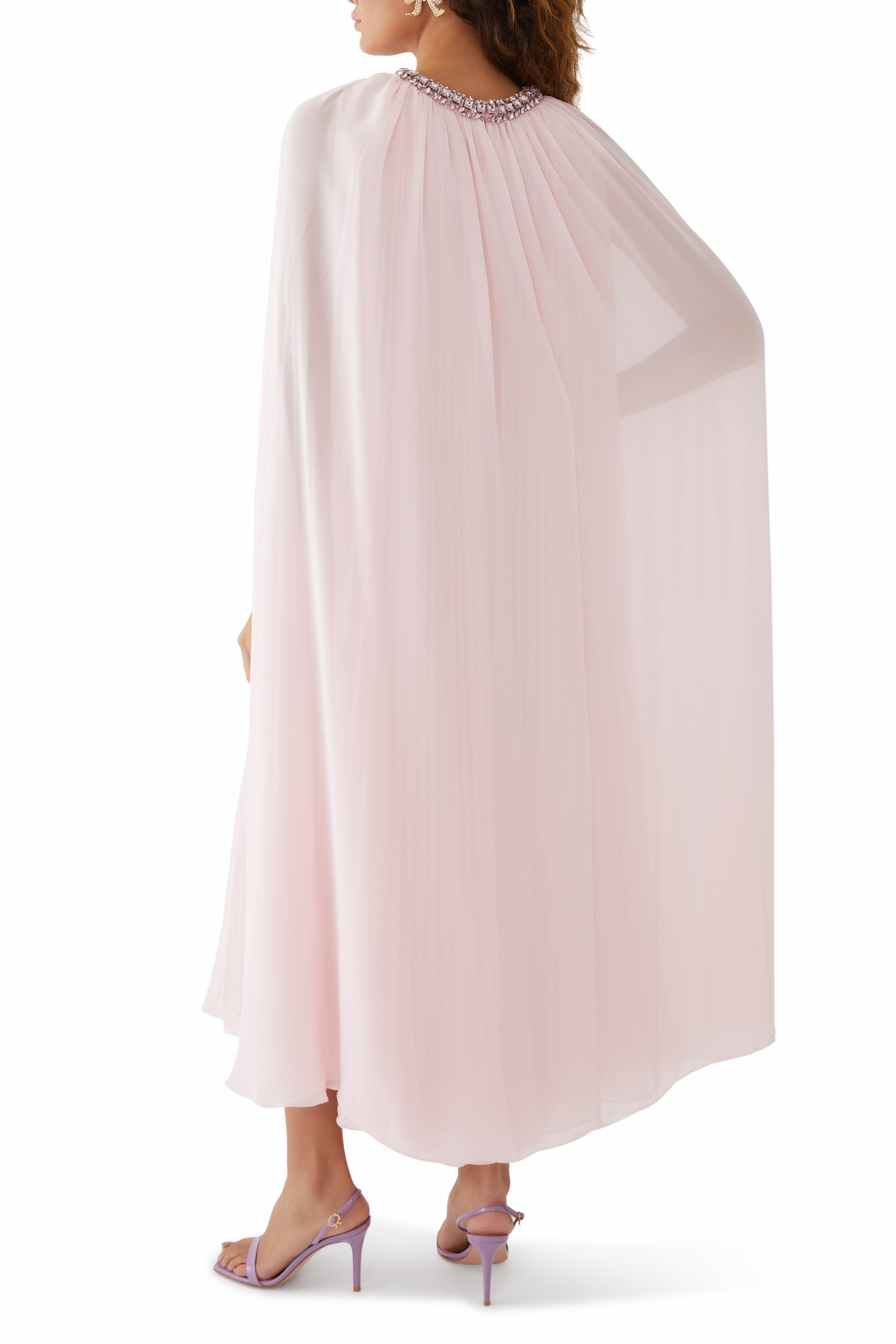 Chiffon Cape Midi Dress