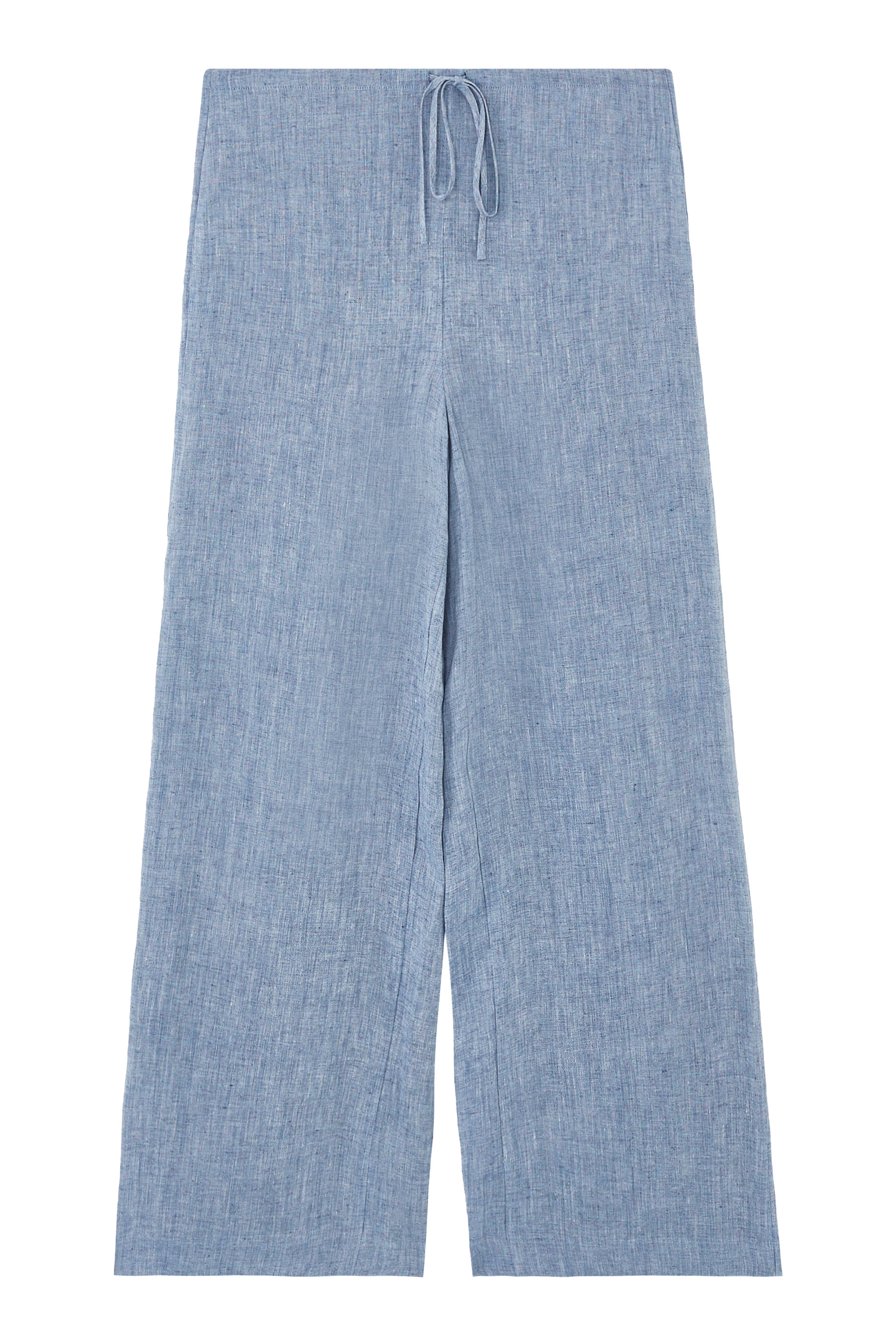 Draped Hemp Drawstring Wide-Leg Pants
