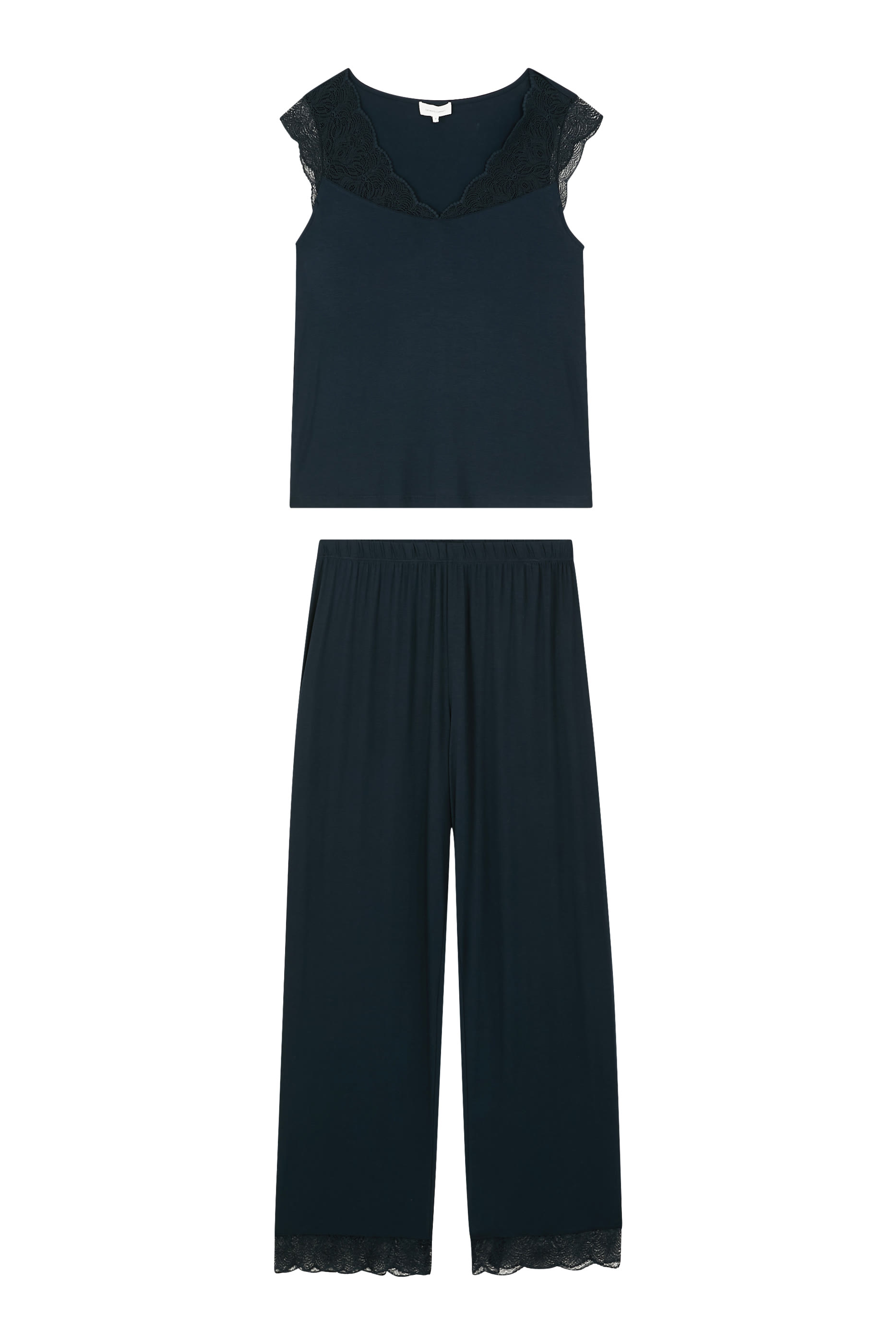  Jersey Lace Detail Pyjama Set