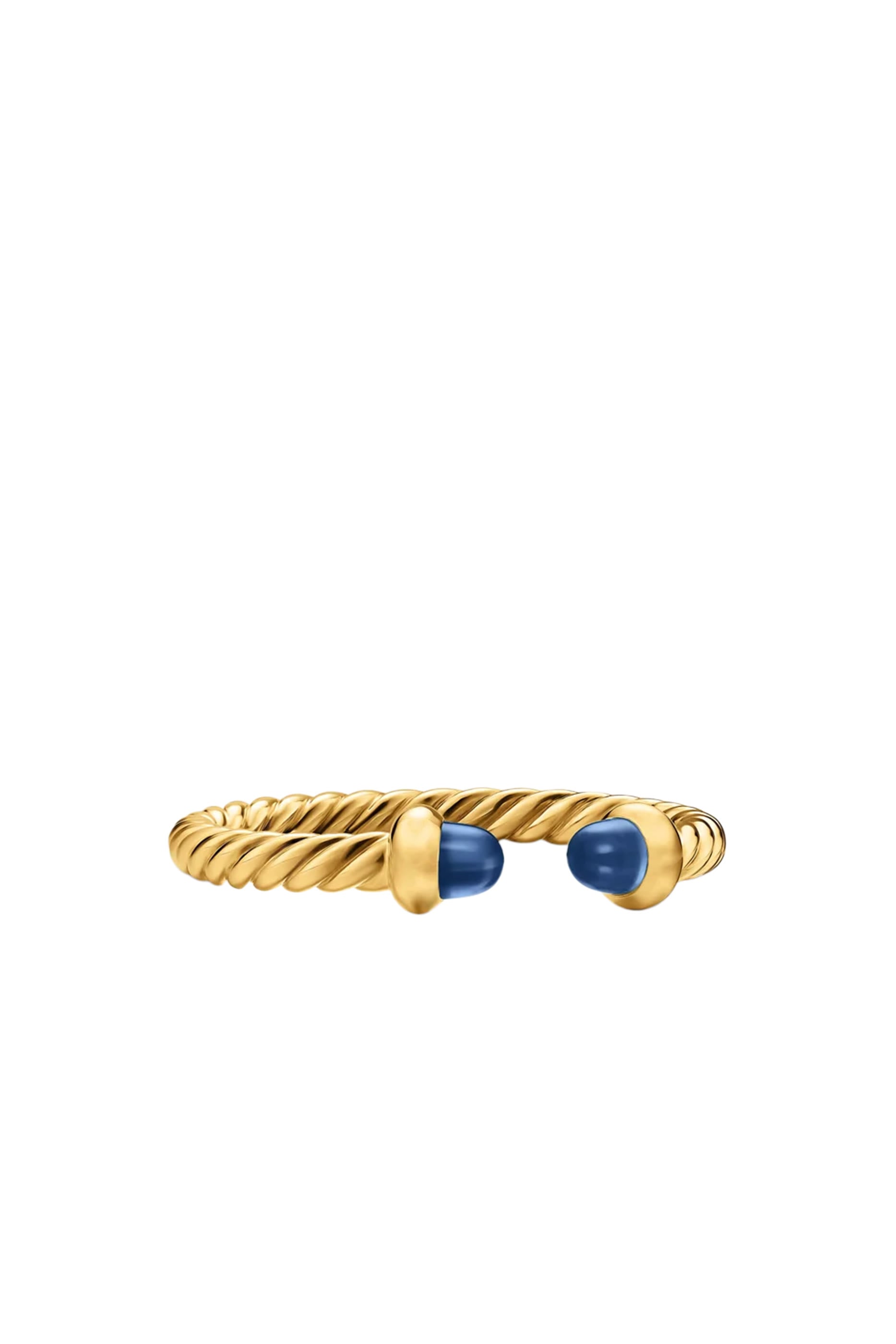 Micro Cablespira&reg; Flex Open Ring, 18K Yellow Gold with Blue Sapphires