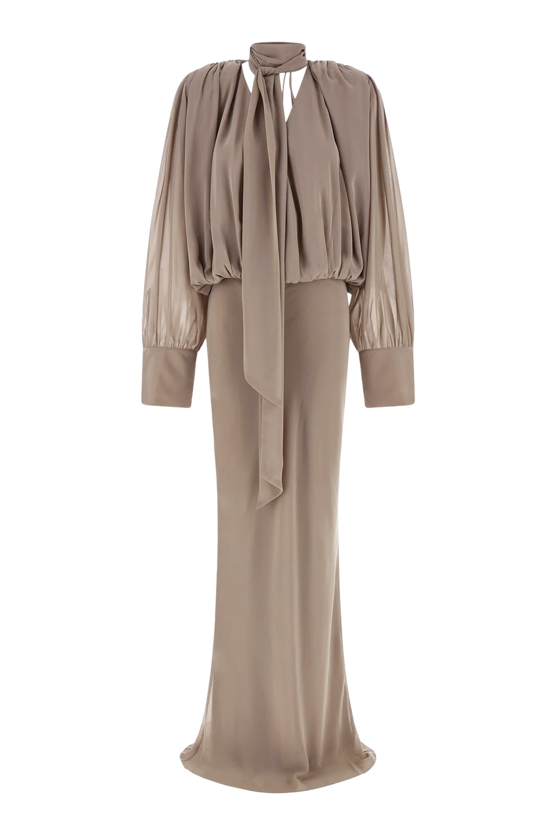 Chiffon Long Sleeves Maxi Dress