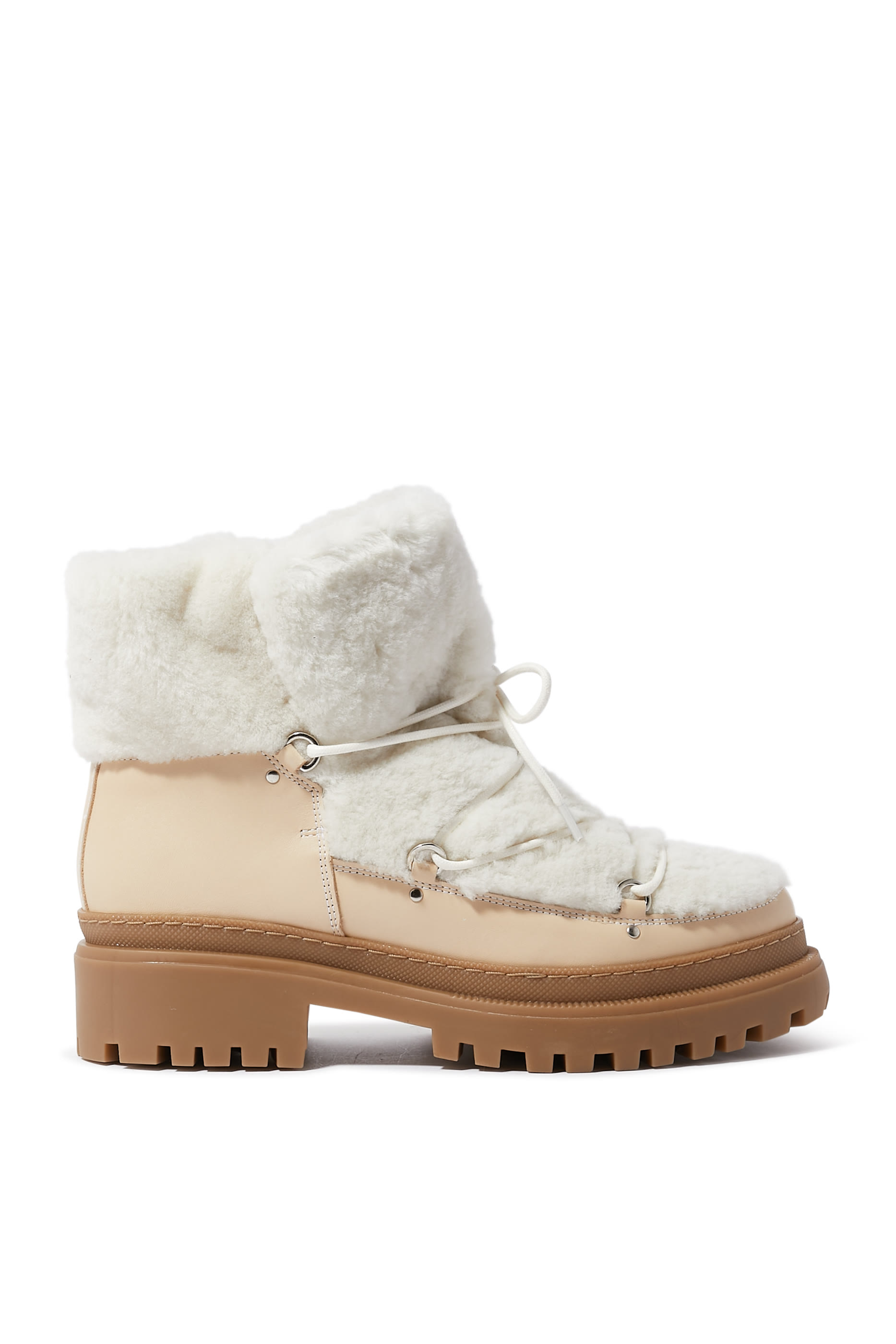 Lace-Up Mid-Length Shearling Boots