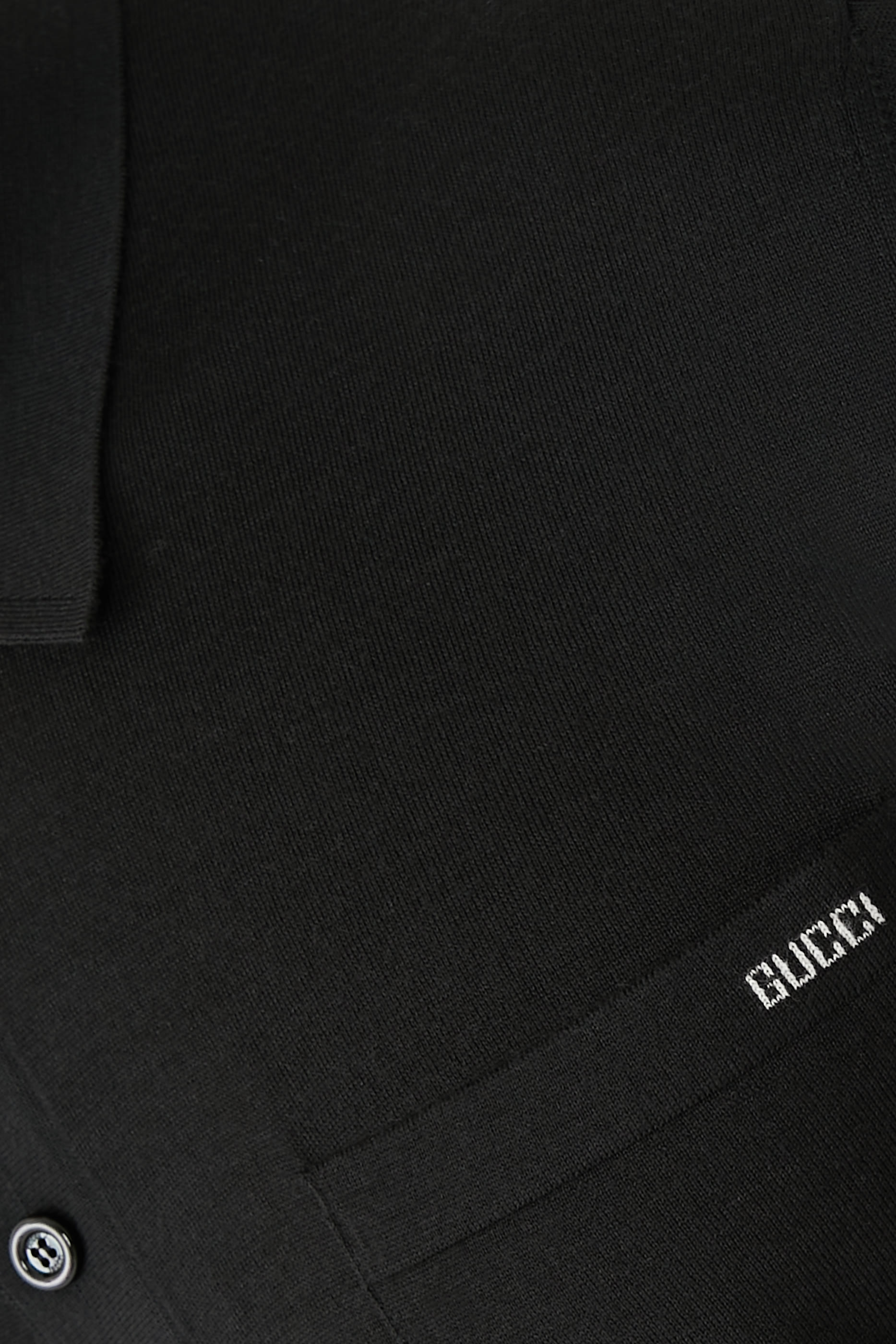 Fine Wool Knit Polo Top with Intarsia