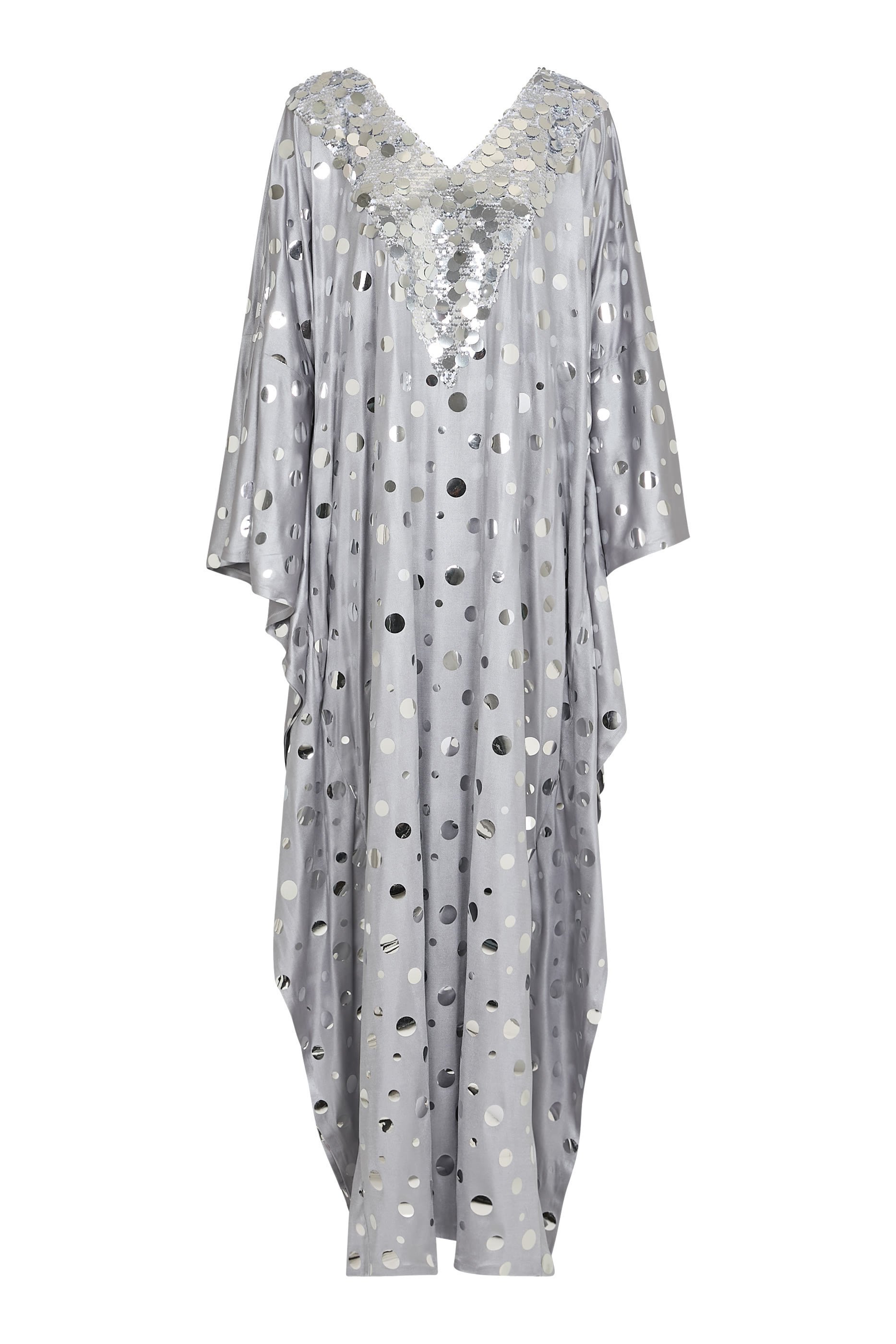  Polka Dot Embellished Kaftan With Scarf
