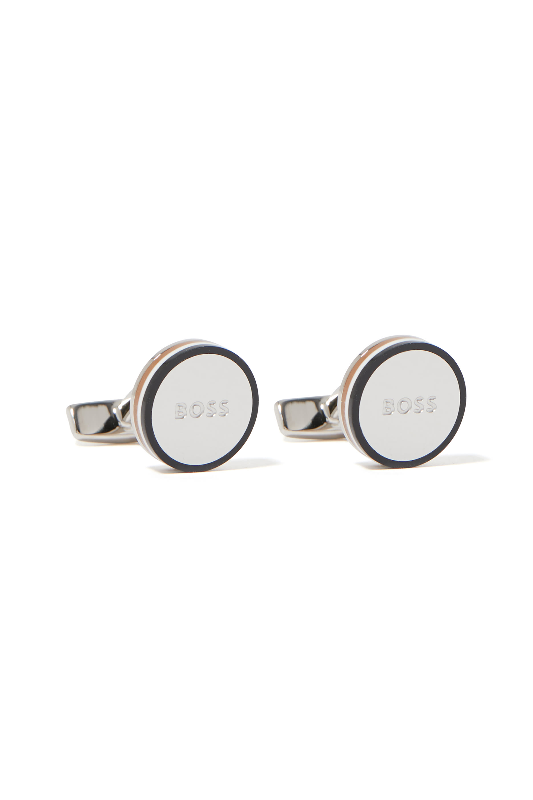 Polished-Brass Cufflinks with Engraved Logo