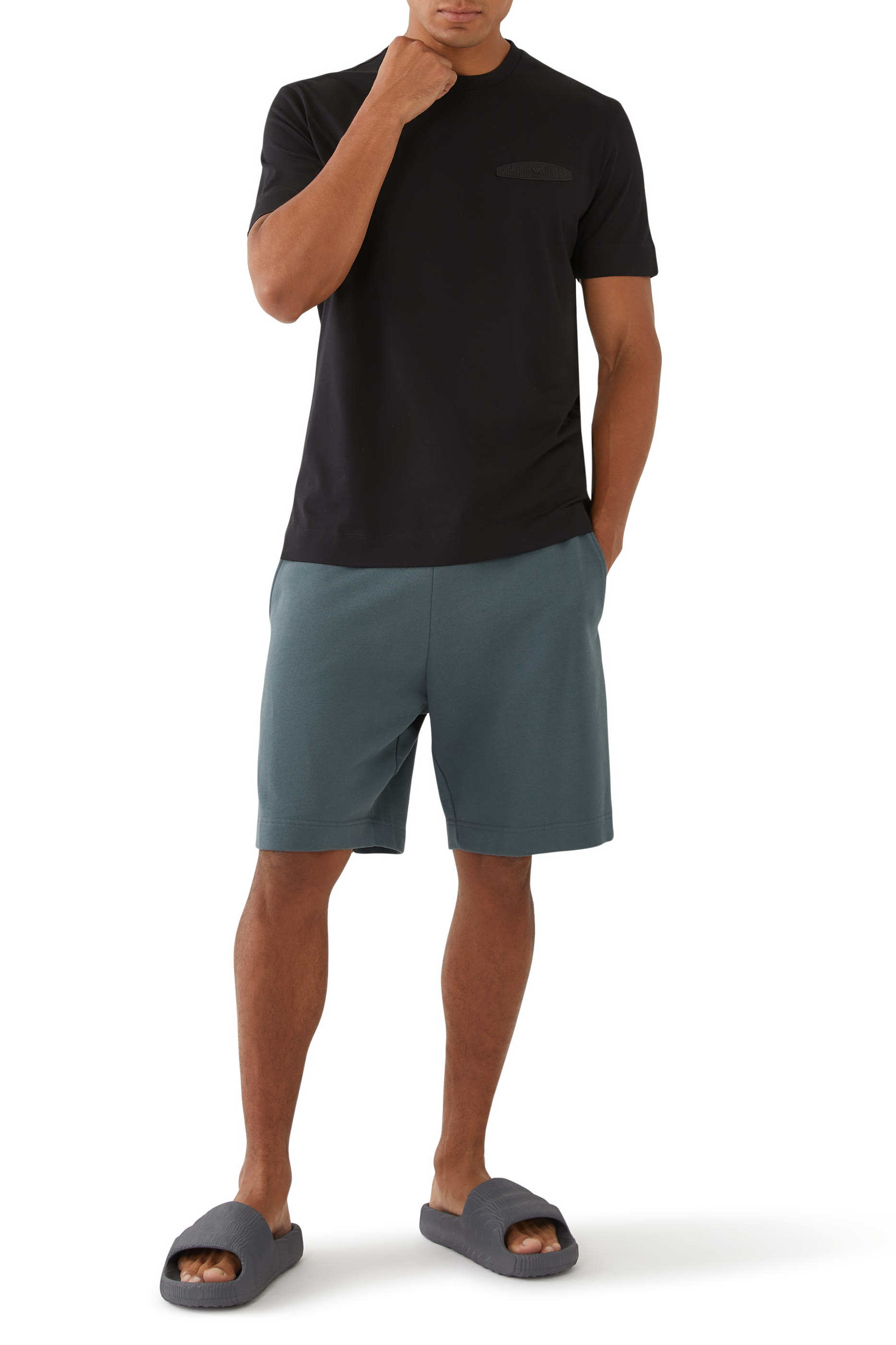 Micro EA Text Logo Embroidered T-Shirt