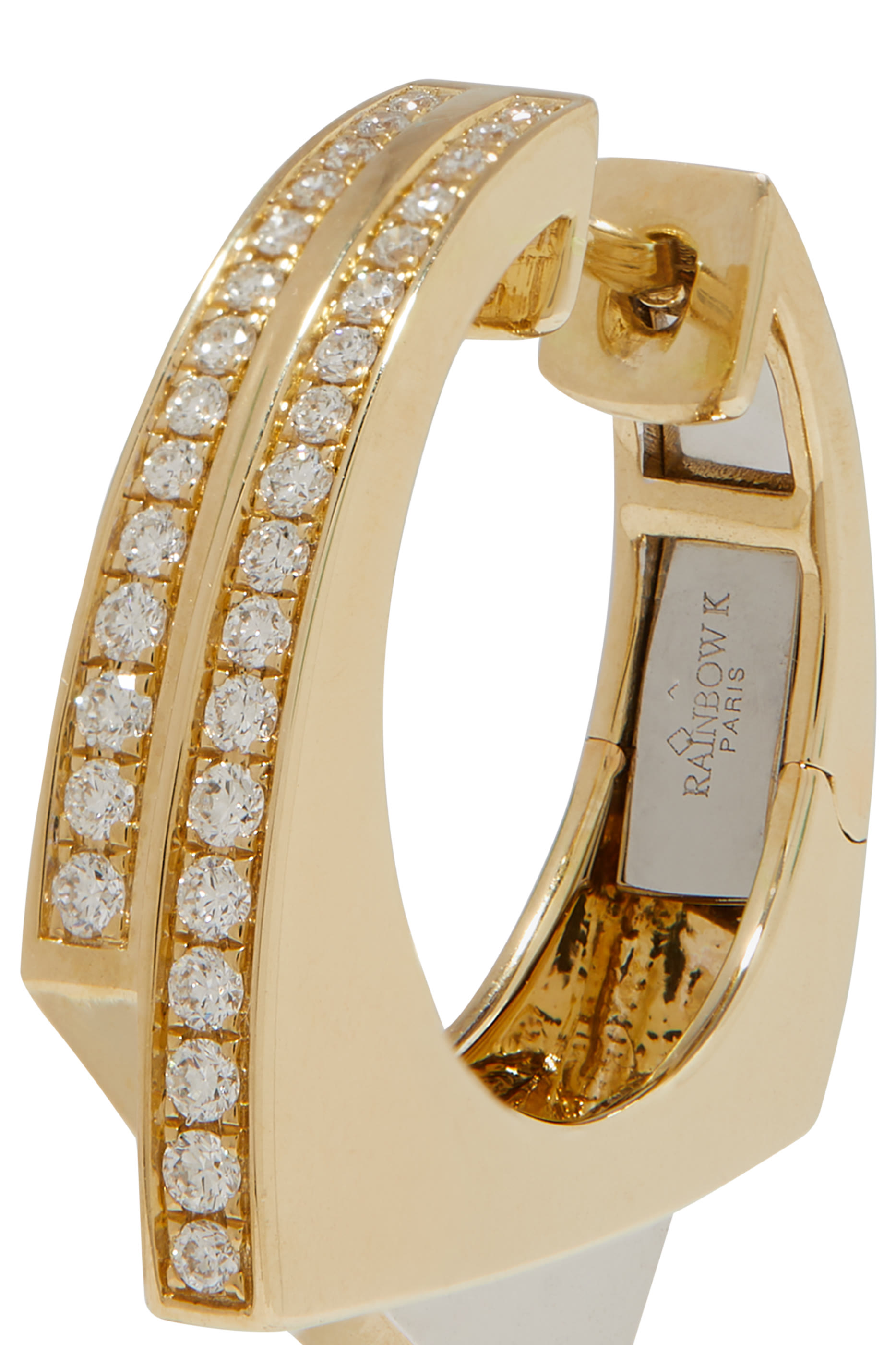 Handcuff Single Hoop Earring, 9K Mixed Gold & Diamonds