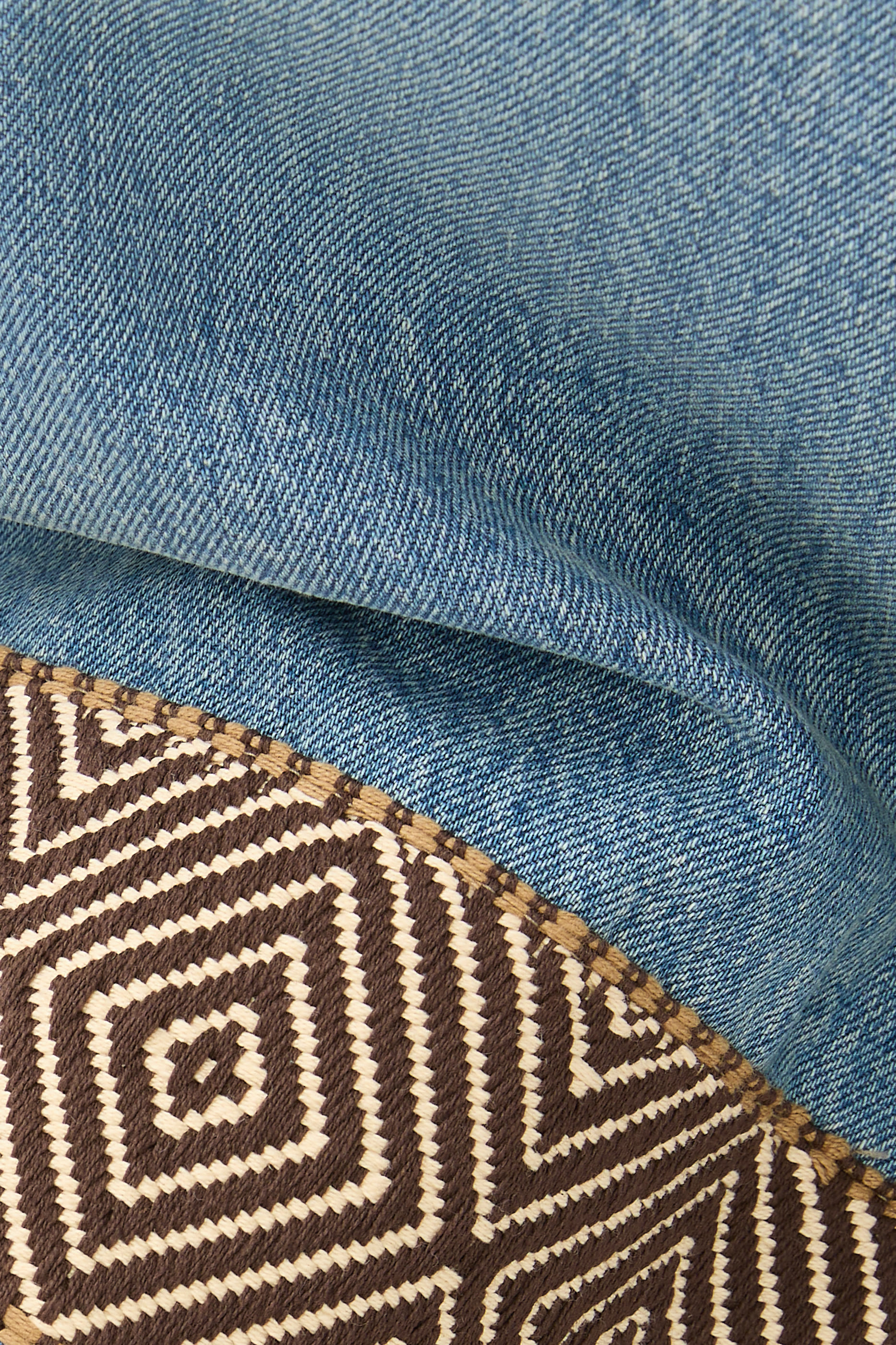 Jacquard Hem Denim Pants