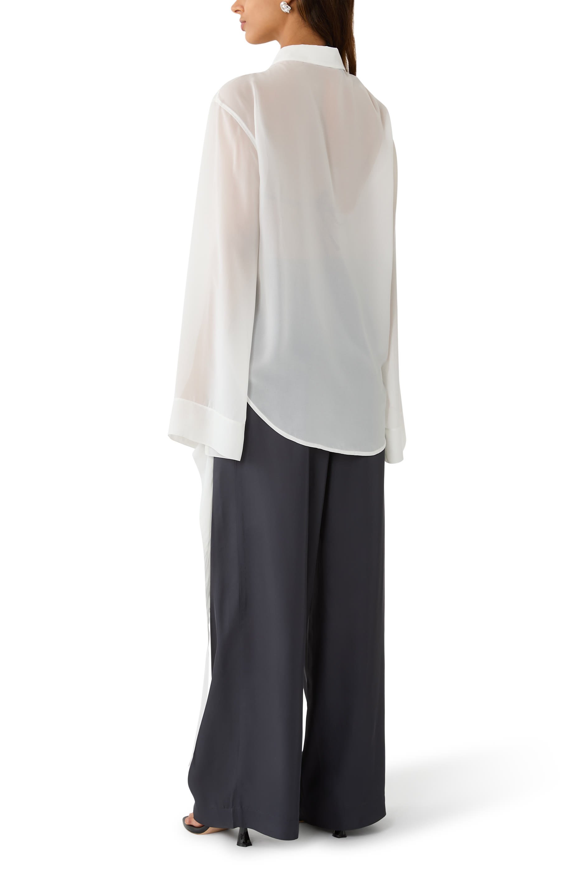 Verlin Sheer Chiffon Tie Cuff Shirt