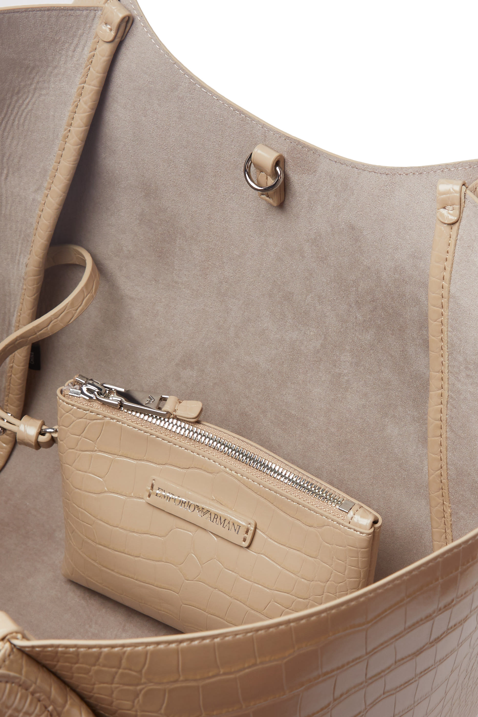 Croc-Embossed Faux Leather Shopping Tote Bag