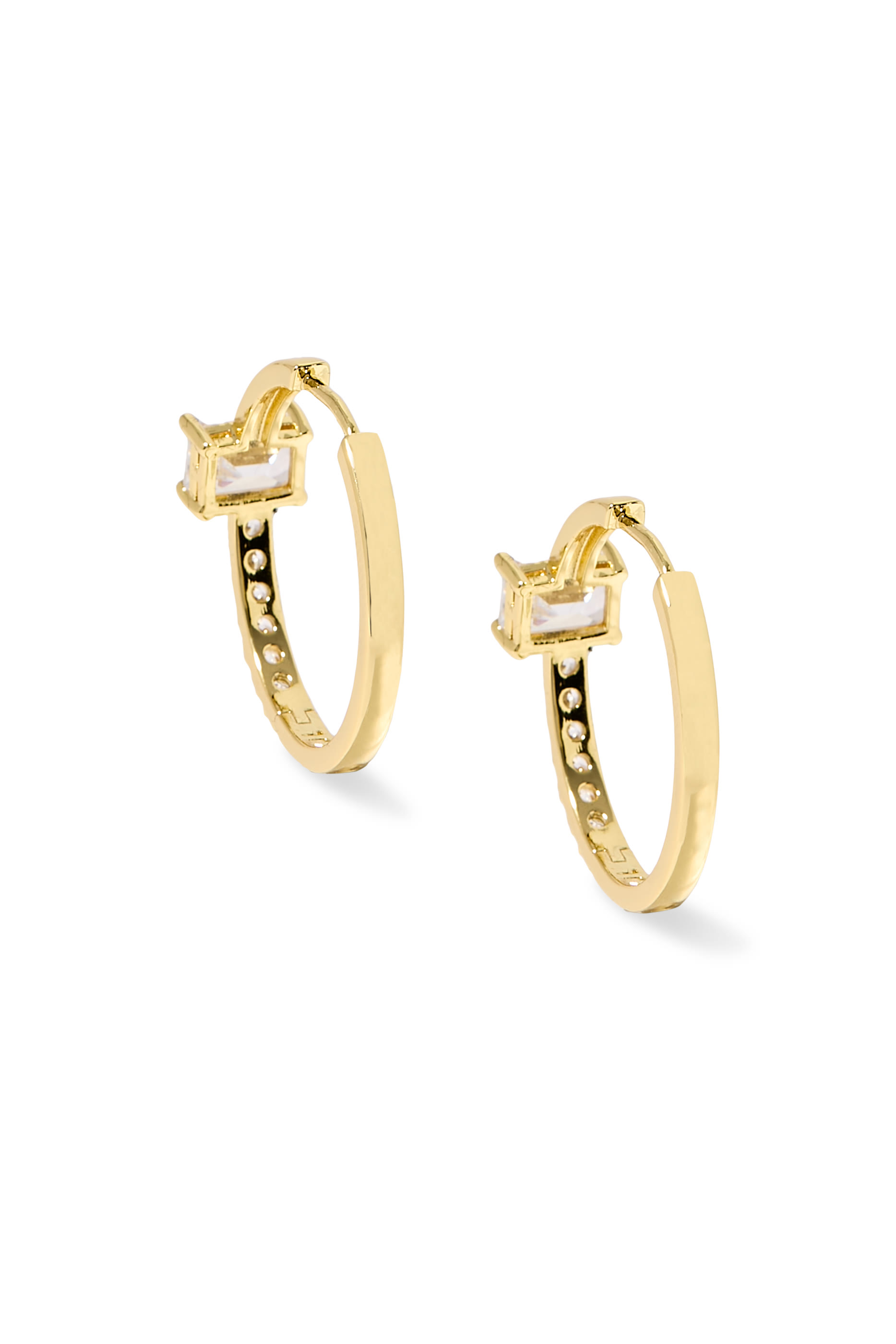 Small Hoops, Gold-Plated Brass & Cubic Zirconia
