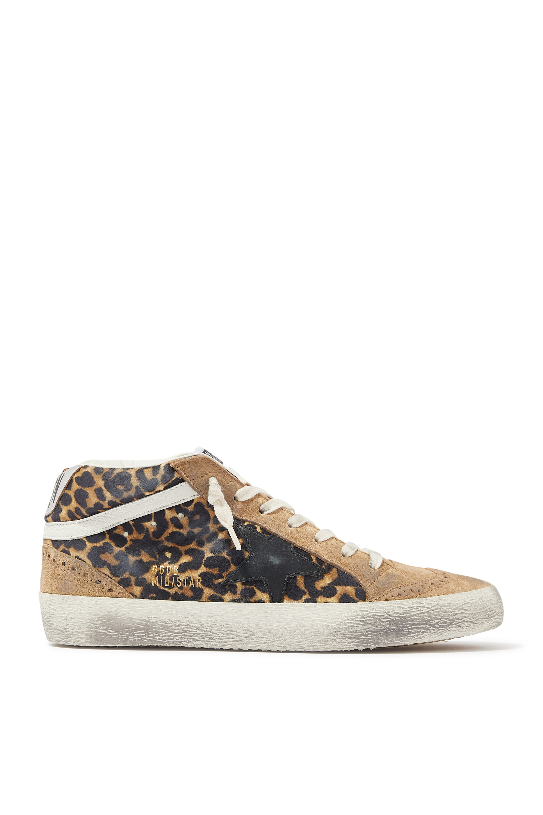 Mid-Star Sneakers in Leopard Print Pony Skin