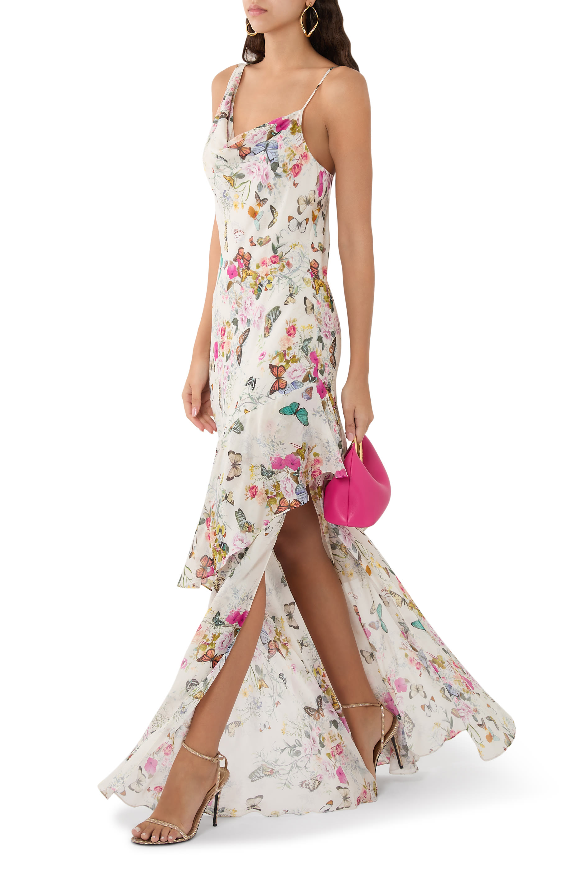 Viola Silk Cowl-Neck Gown