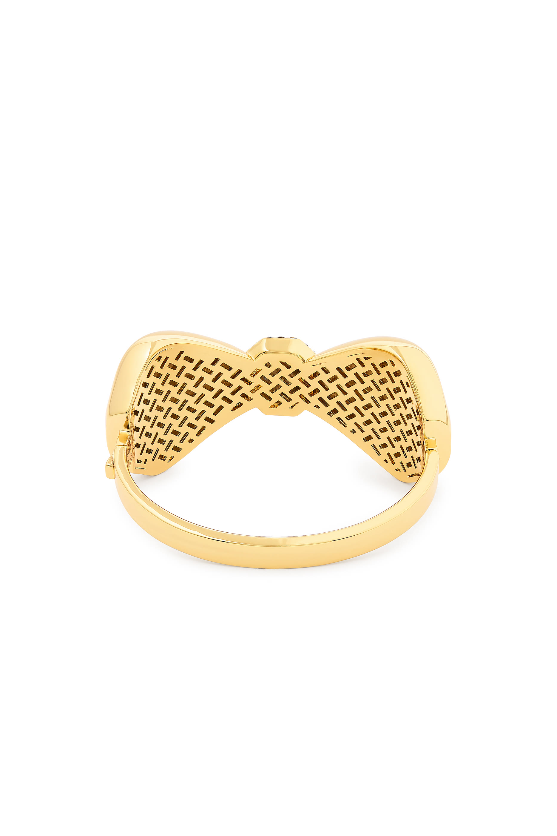 Extra Large Bow Bangle, Brass, Glass & Cubic Zirconia