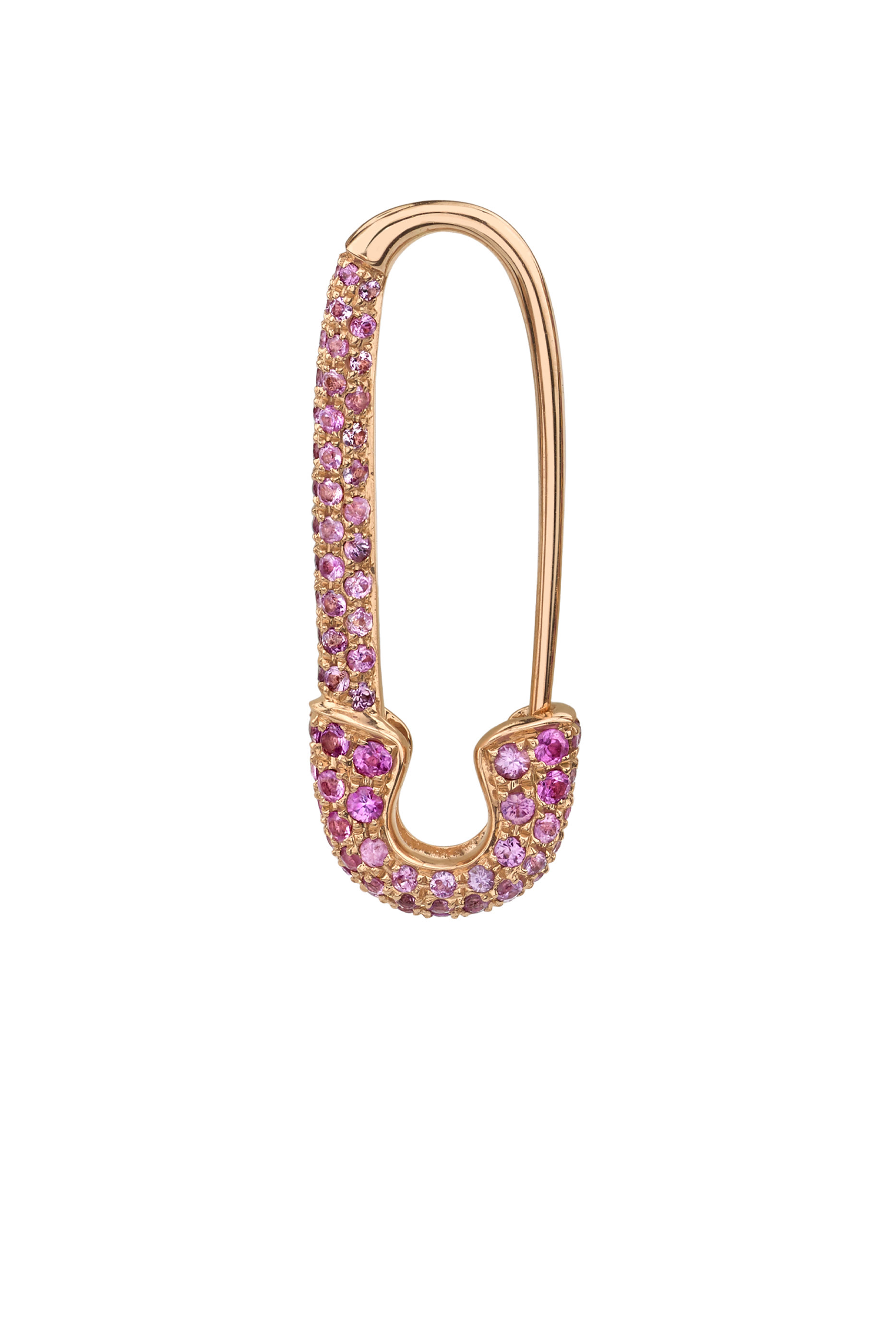 Sapphire Safety Pin Earring, 18k Rose Gold & Sapphires