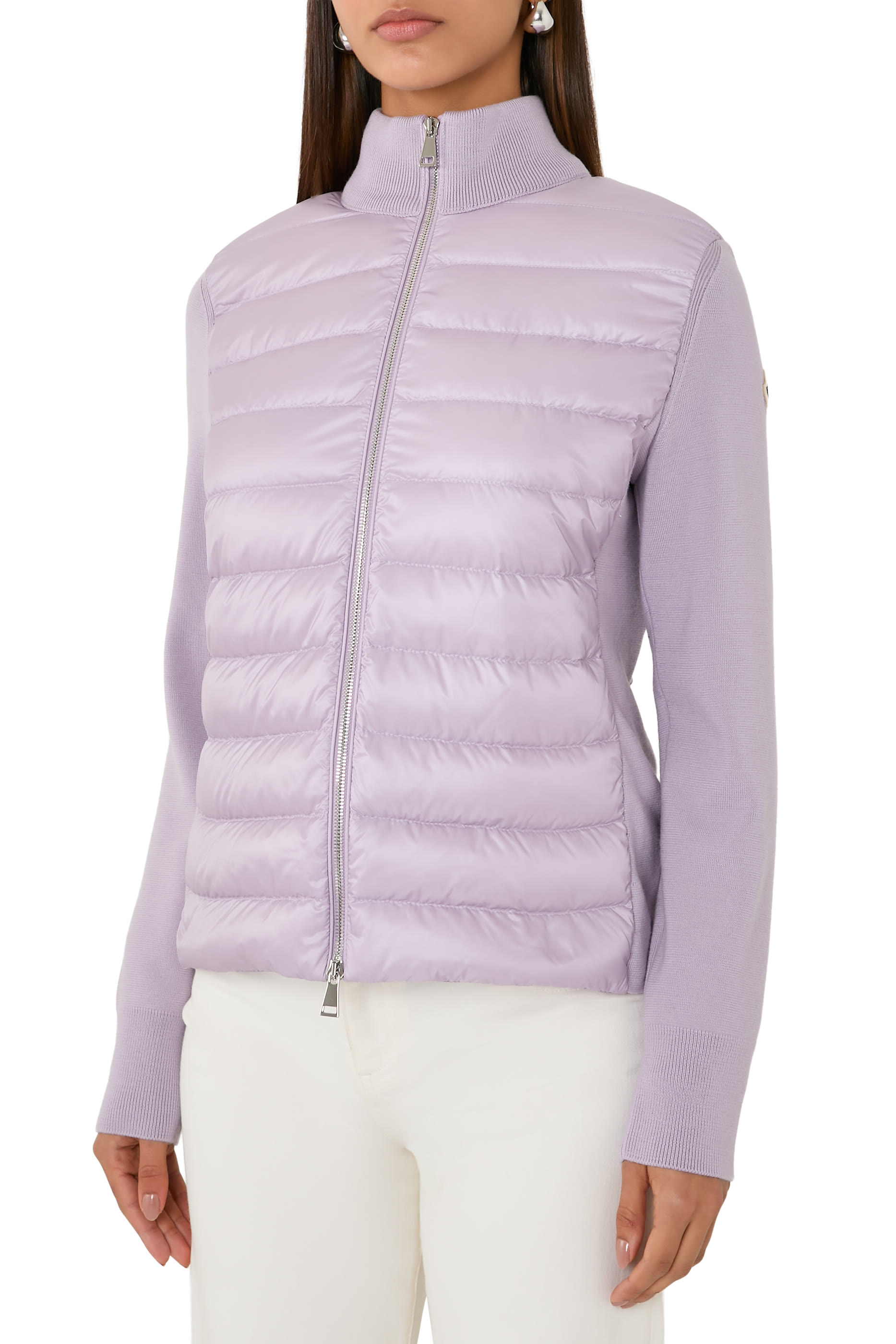  Padded Wool Zip-Up Cardigan