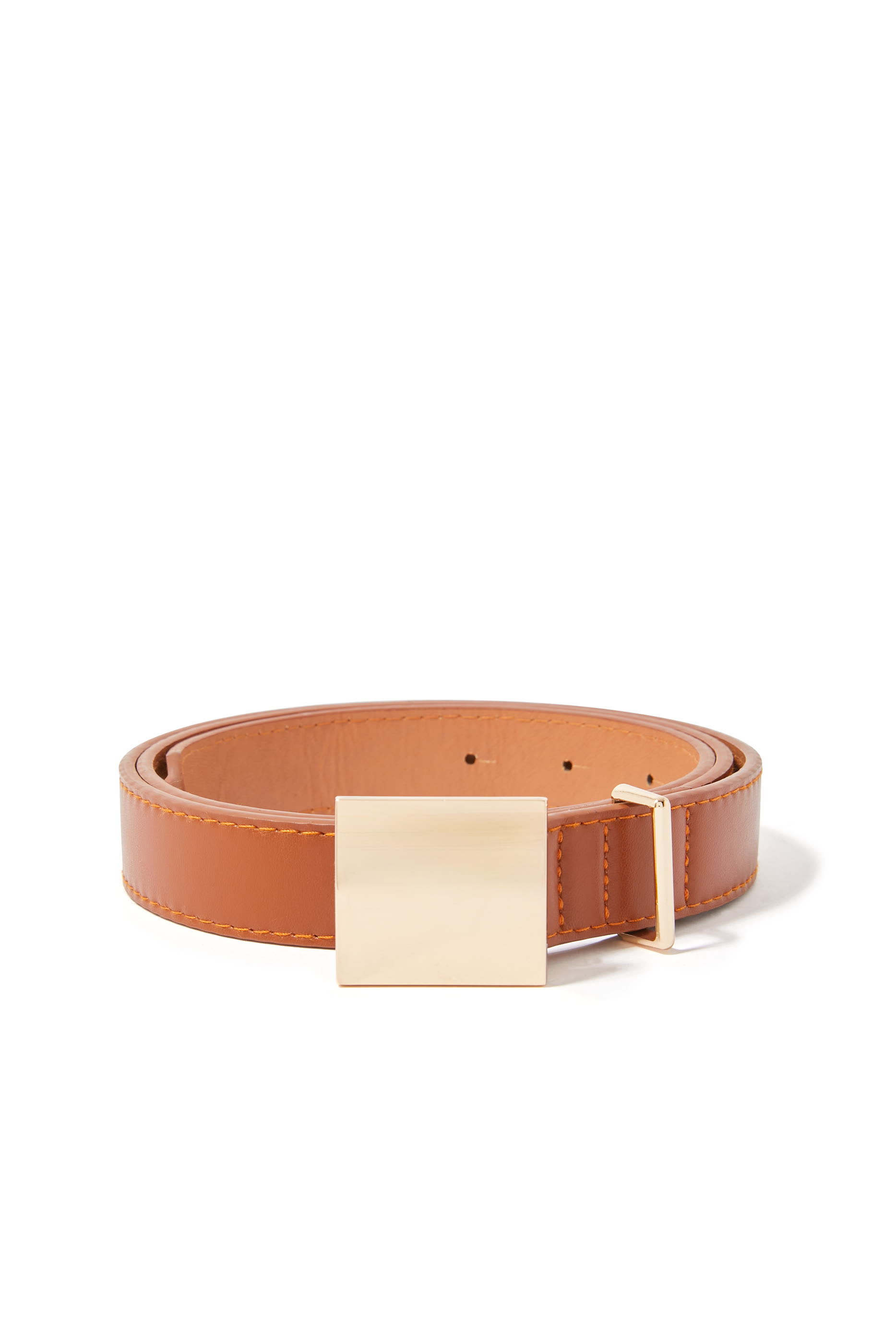 Square Buckle Leather Belt