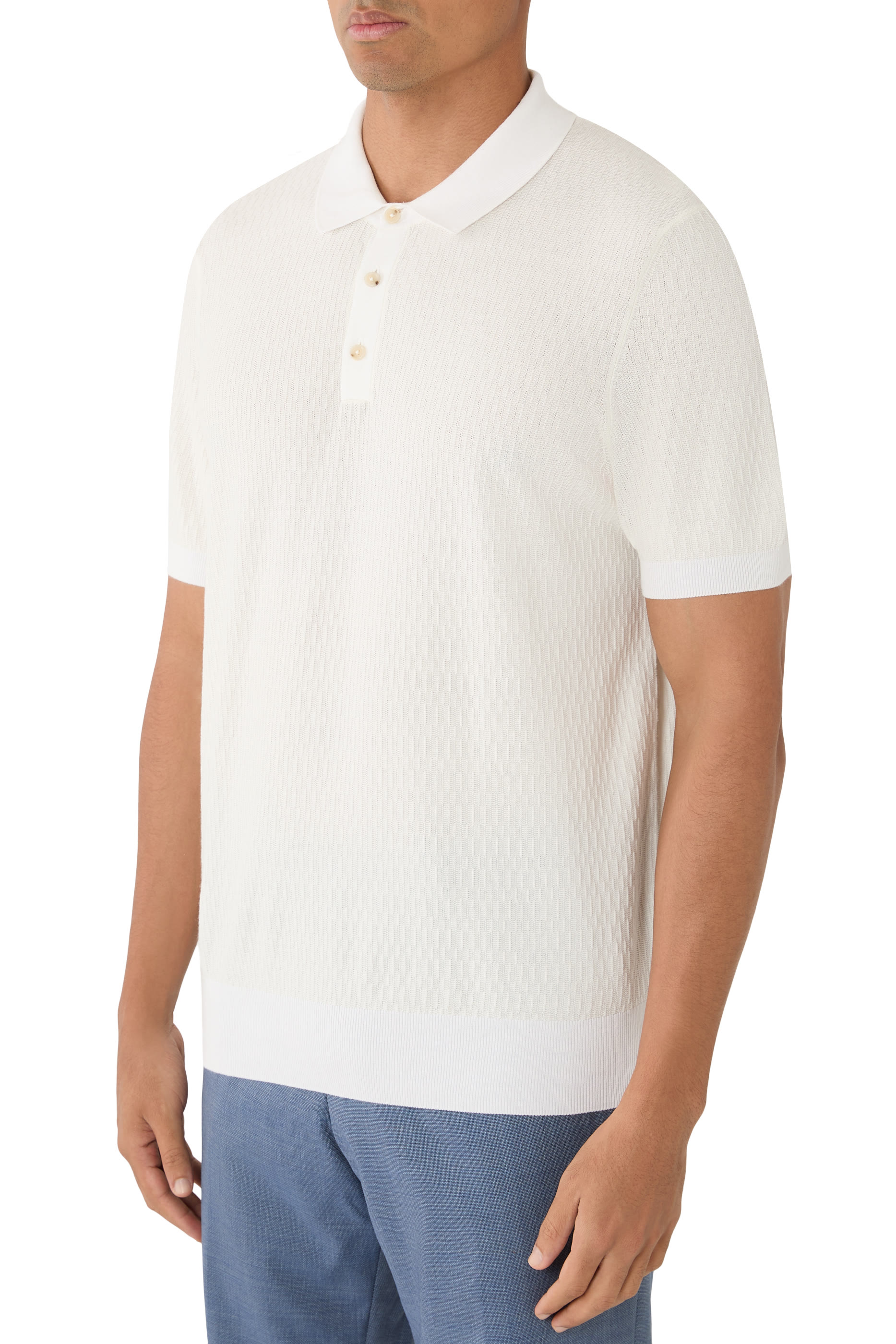 H-Lurazio Textured Knit Polo Shirt