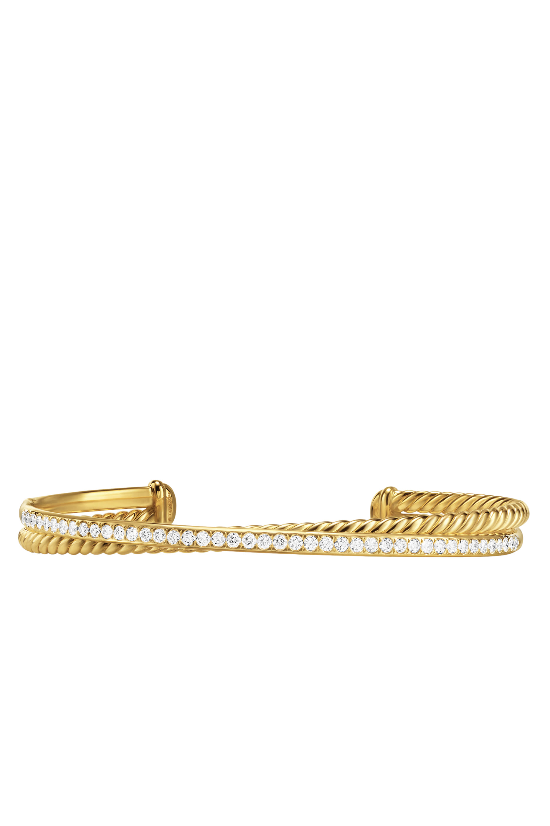 Crossover Two Row Bracelet, 18k Yellow Gold & Diamonds
