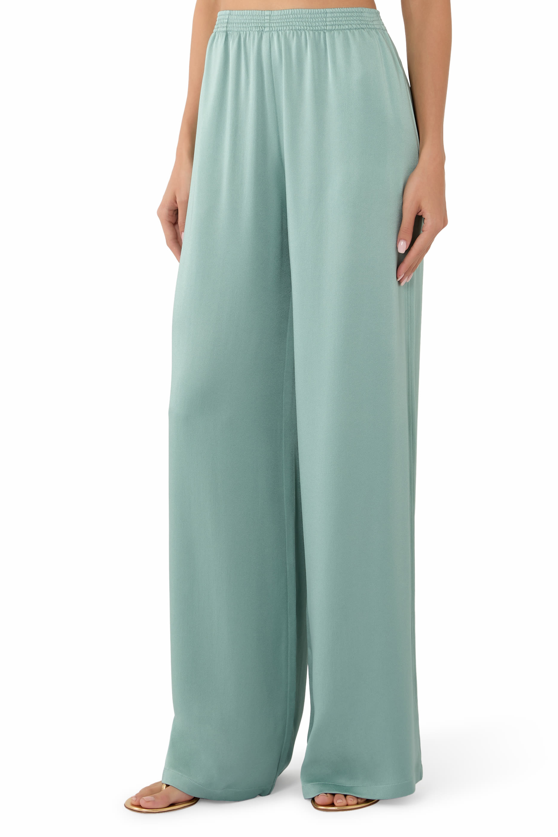 Drawstring Waist Wide-Leg Trousers