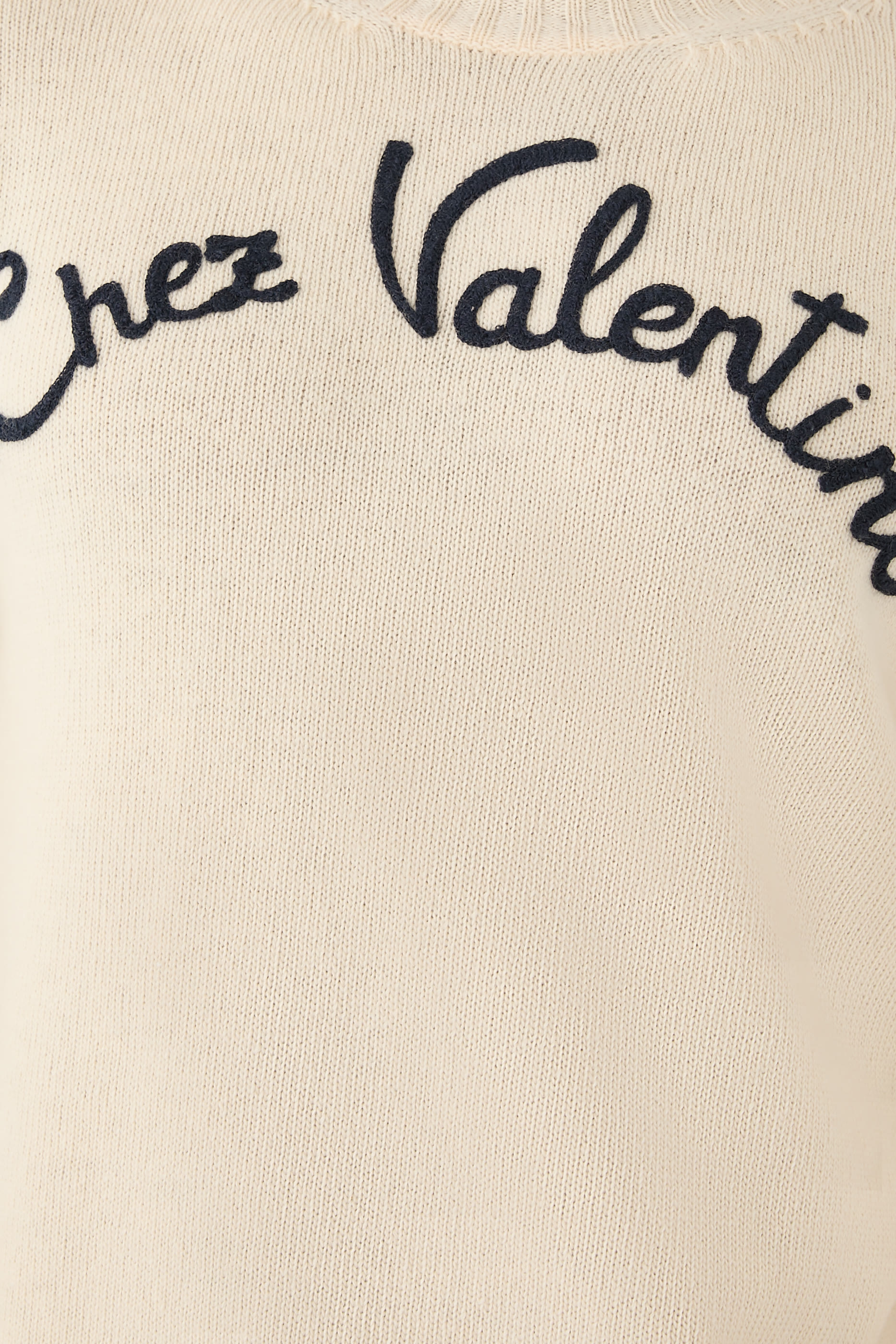 Wool Crewneck Sweater with Chez Valentino Embroidery