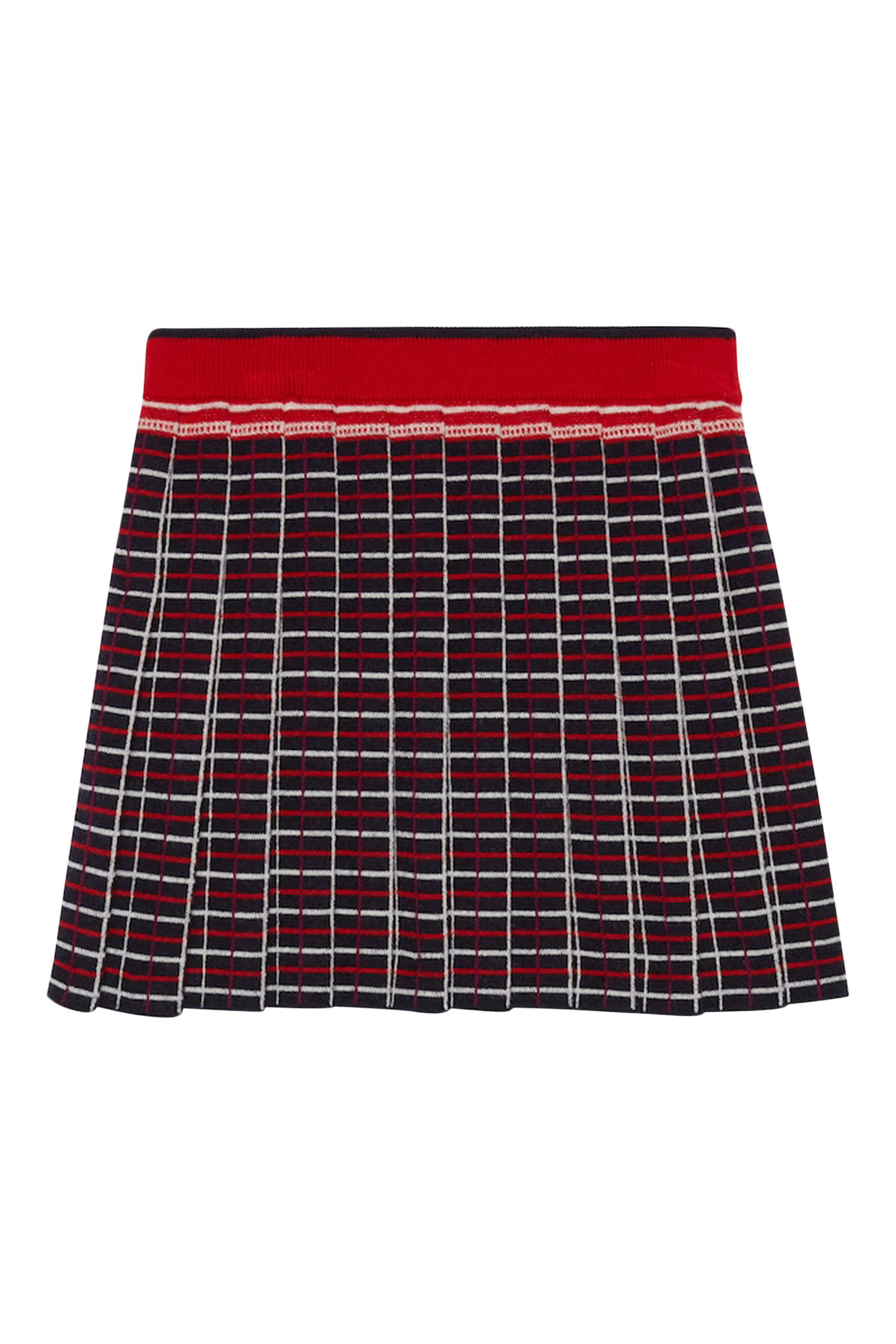 Kids Tartan Embroidered Wool Skirt