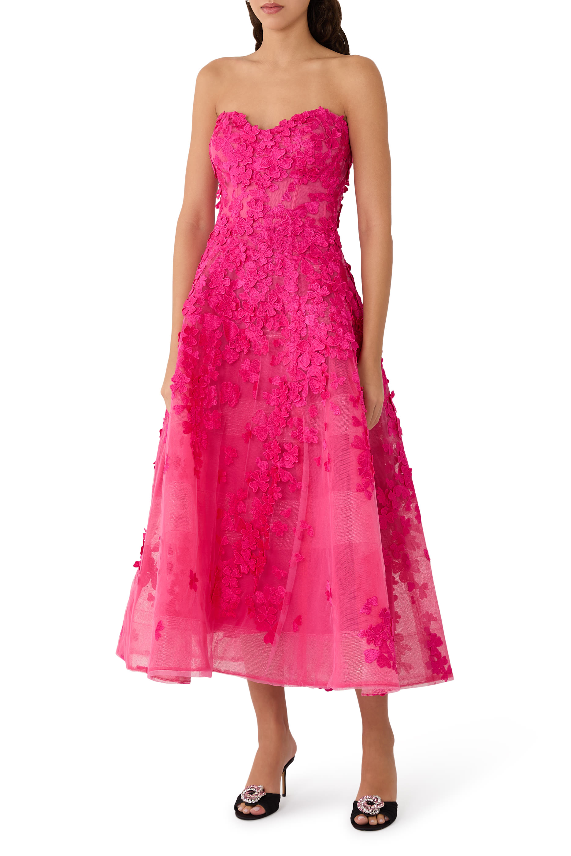 Sweetheart Lace Tea-Length Dress