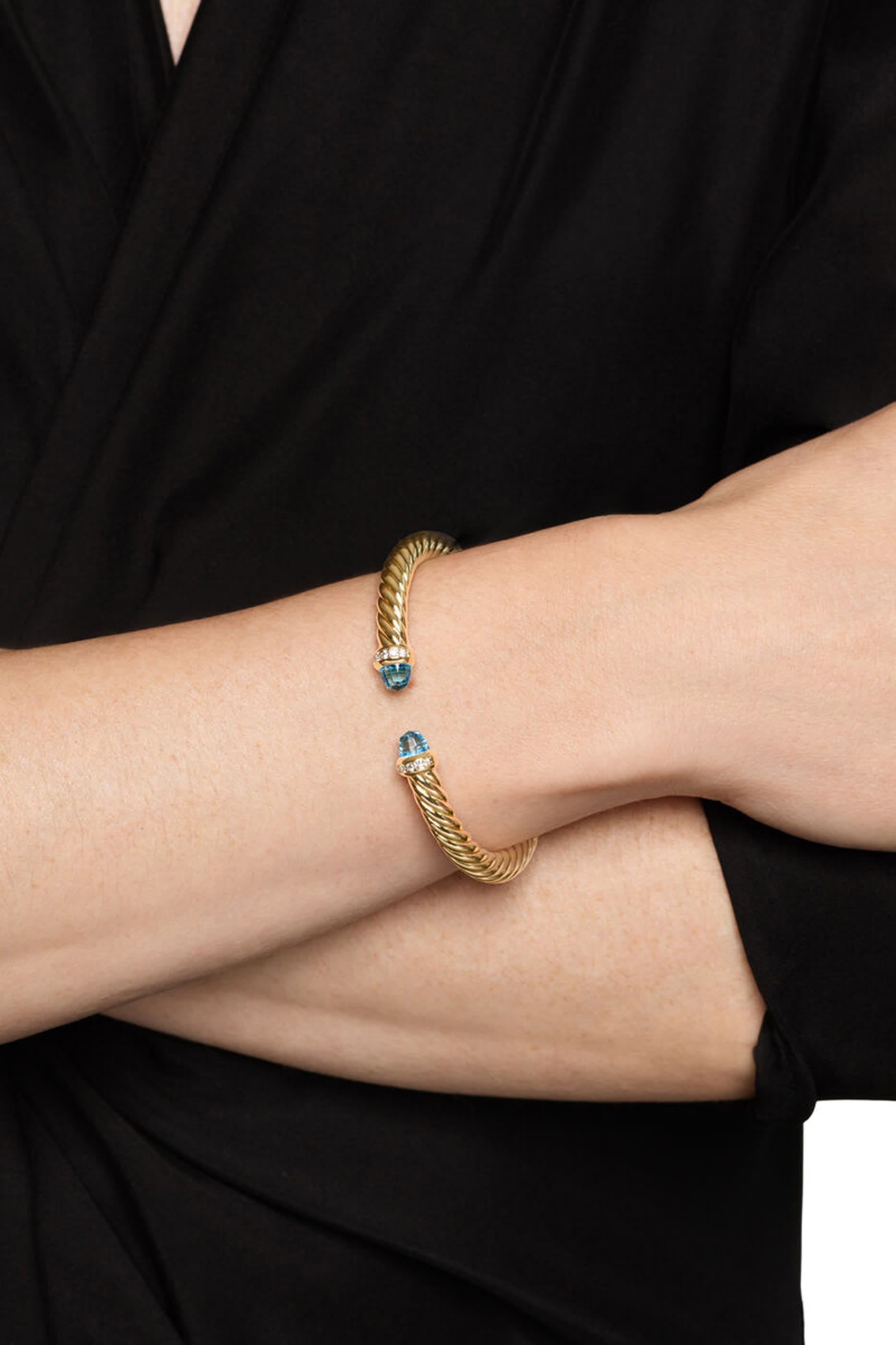 Cablespira&reg; Flex Bracelet, 18K Yellow Gold, Topaz & Diamonds