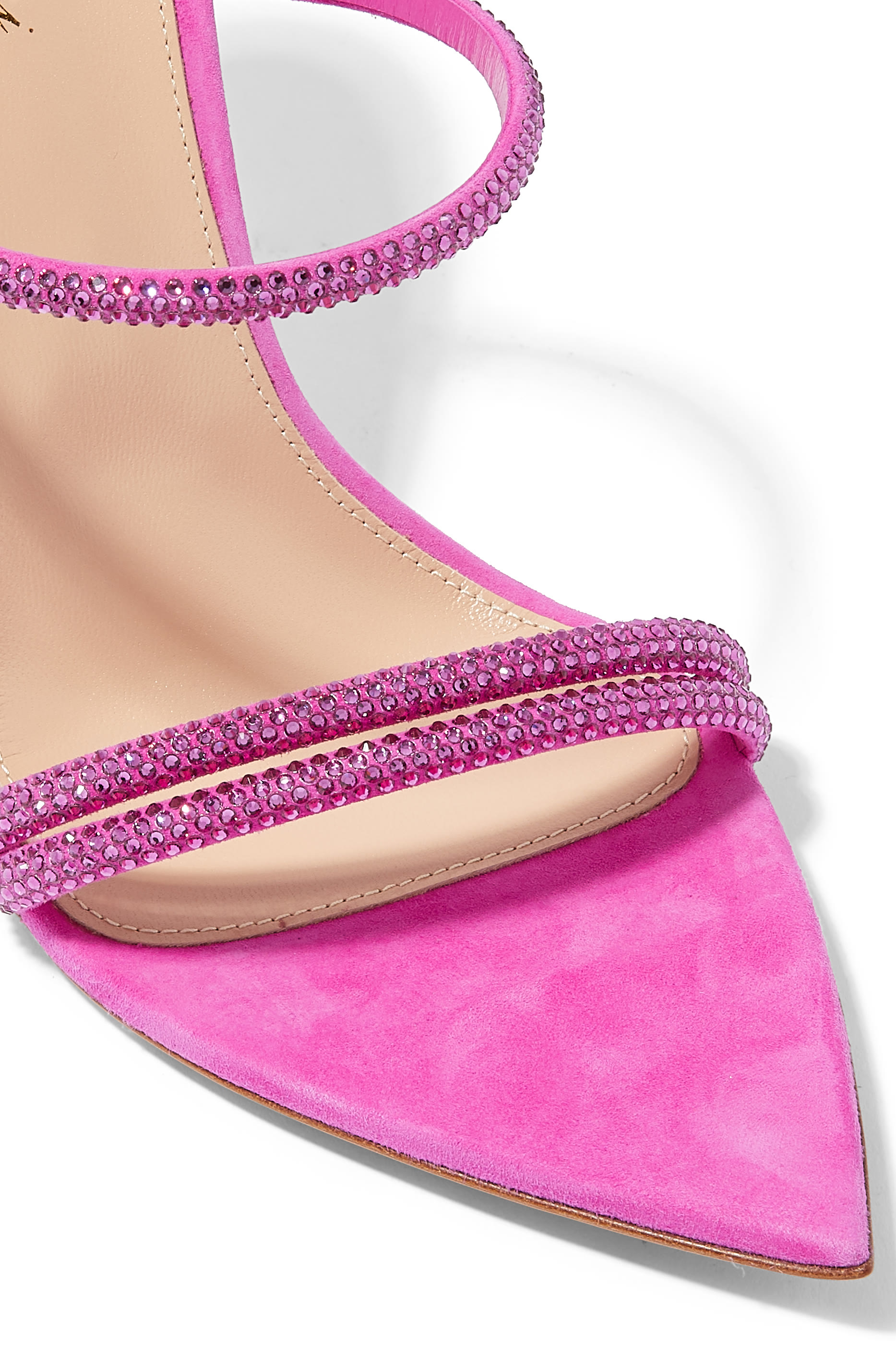 Cannes 105 Double Strap Strass Suede Open Toe Mules