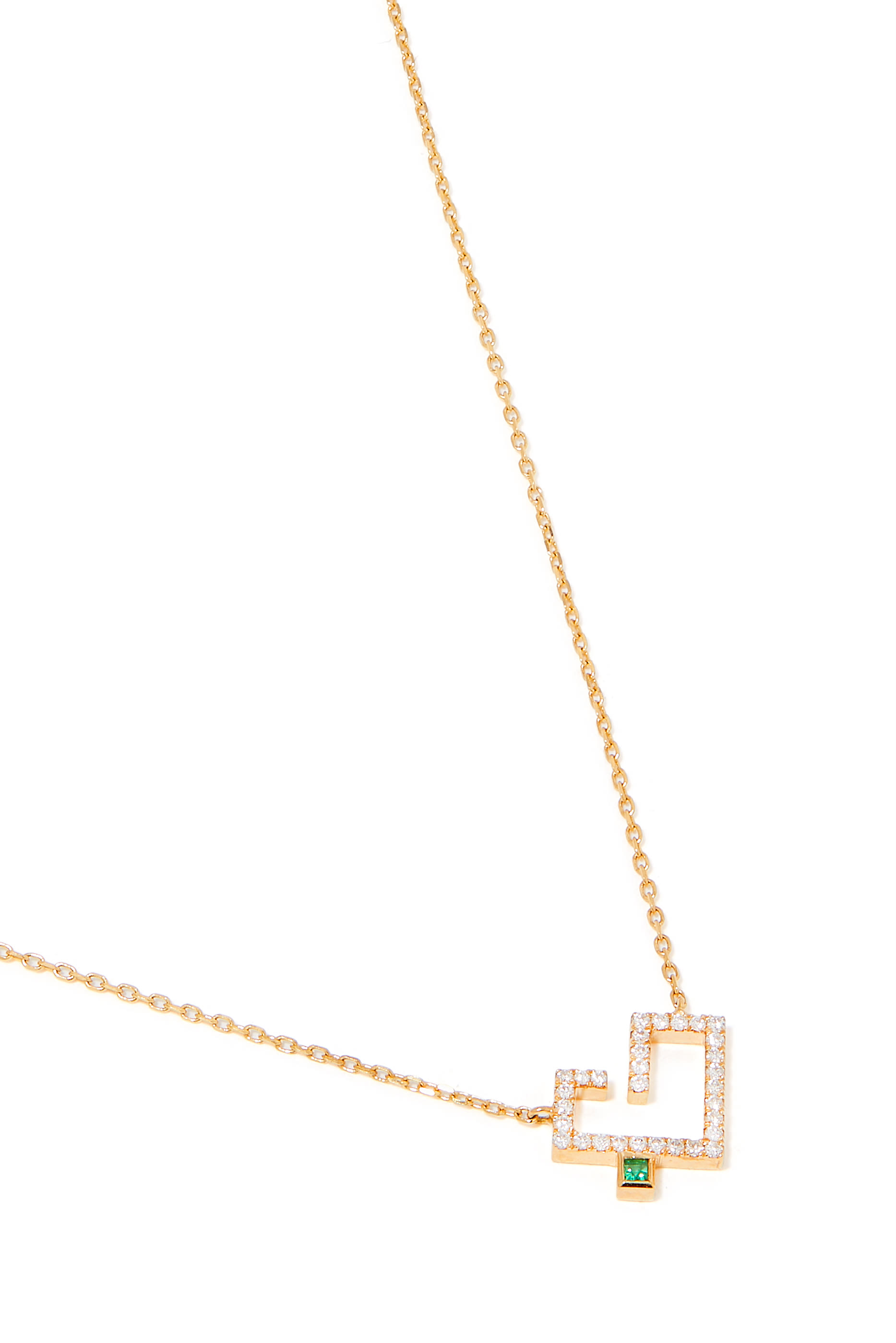 Hubb Heart Pendant Necklace, 18K Yellow Gold with DIamonds & Emerald