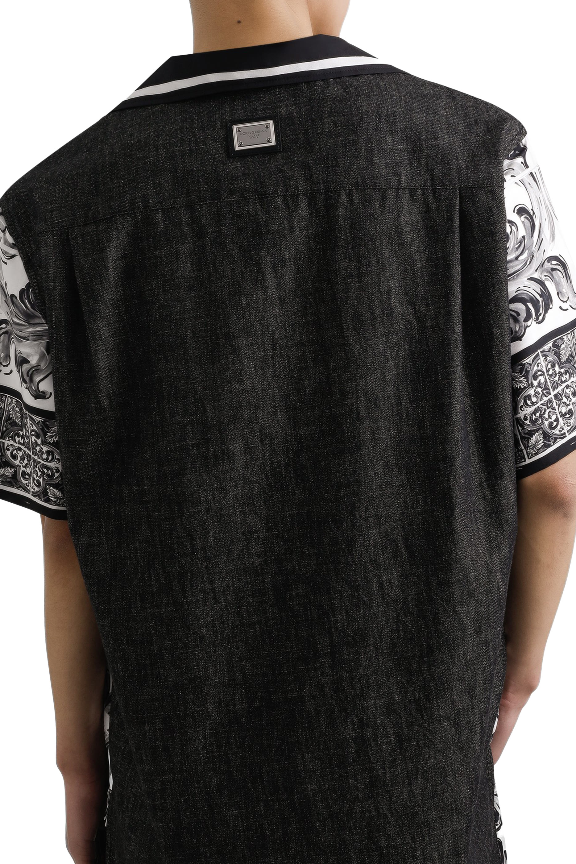 Printed Silk and Cotton Denim Shirt