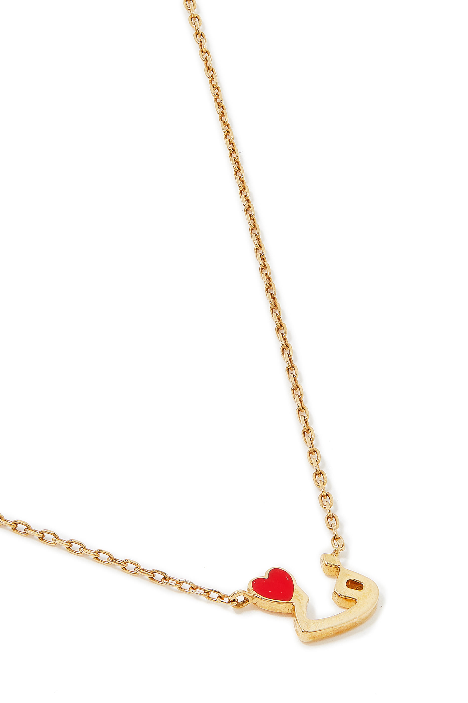 Kids 'Faa' Letter Heart Necklace, 18k Gold & Enamel