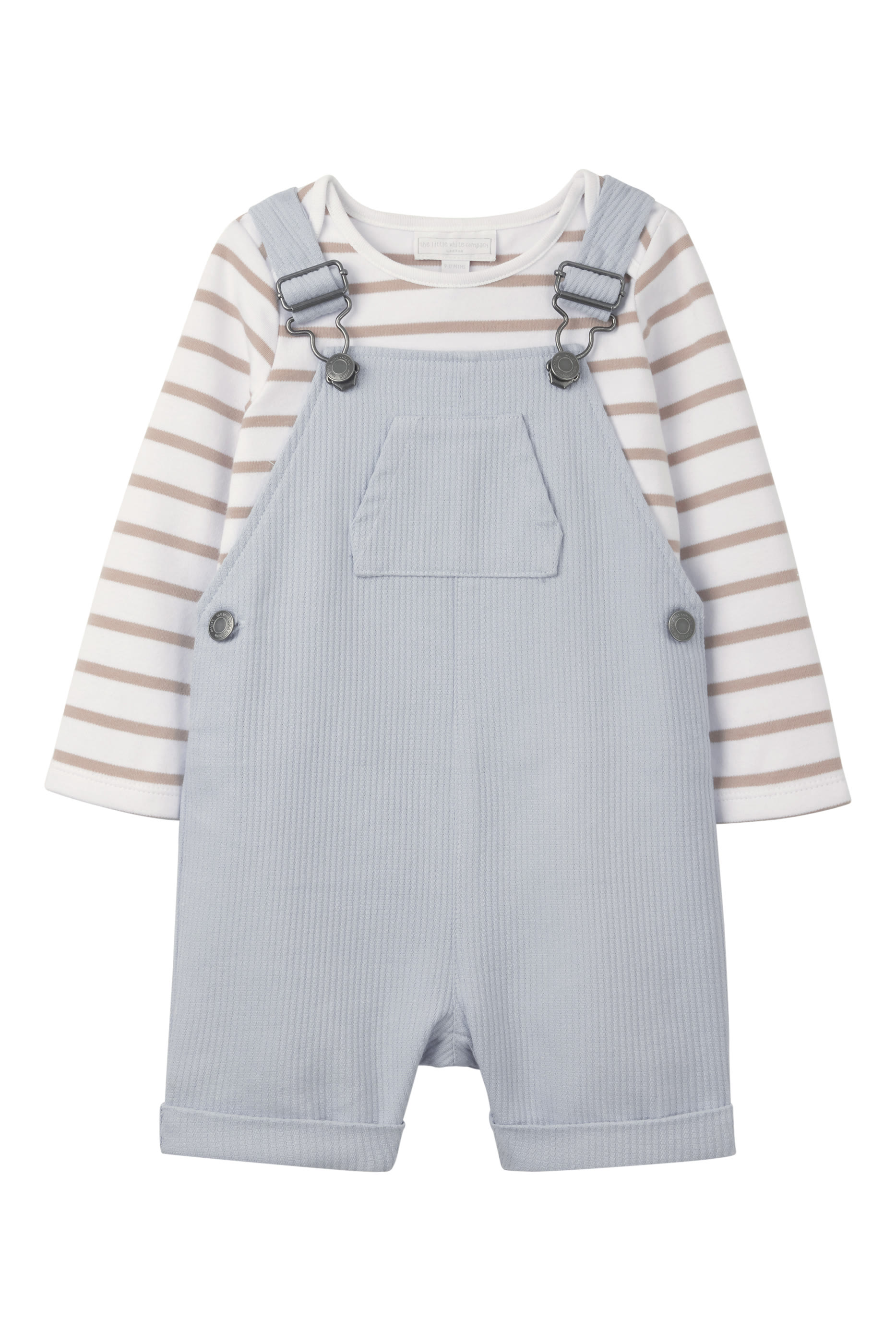 Kids Dungarees & Breton Stripe Top Set