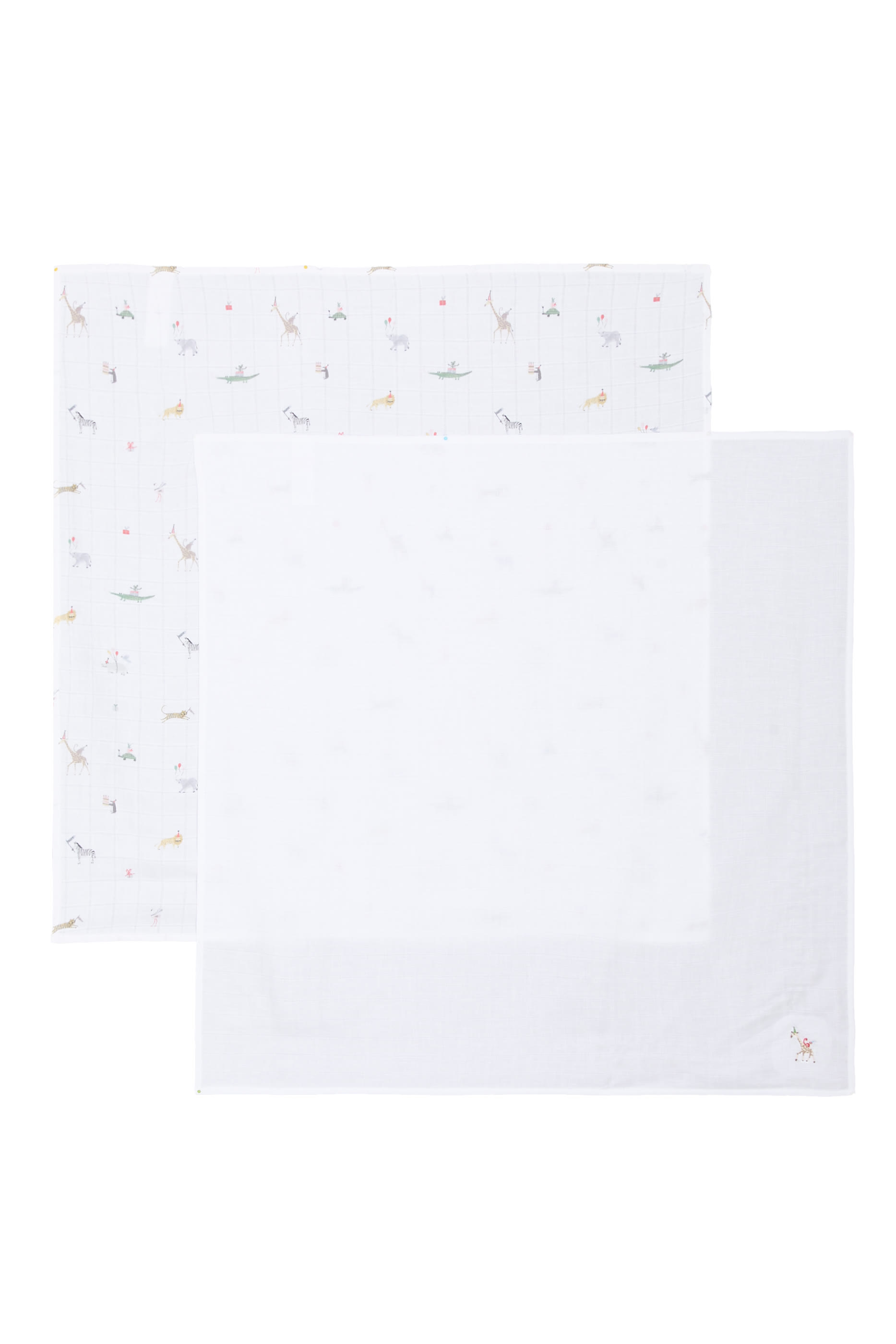 Kids Organic Cotton Party Animal Muslin, Set of 2