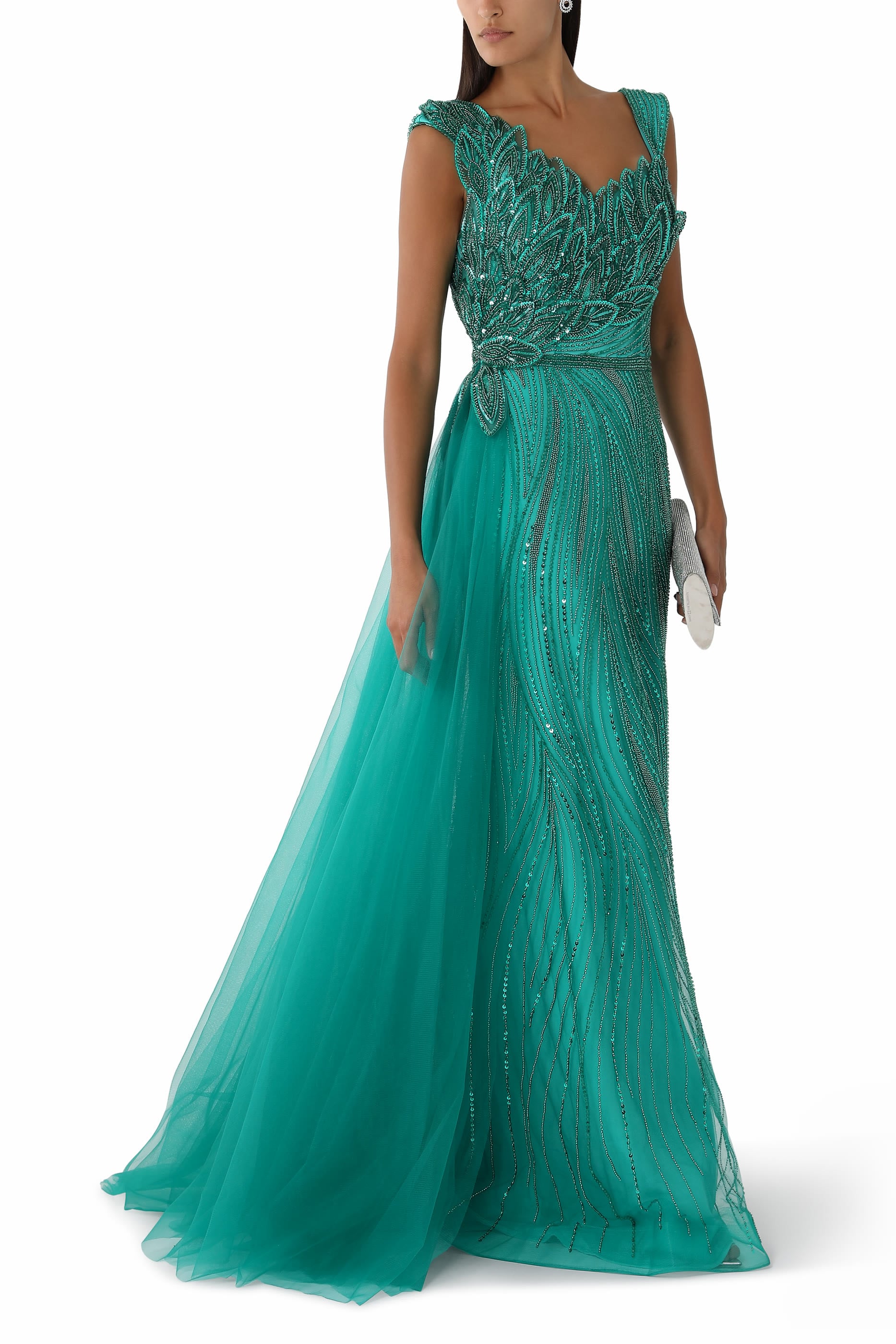 Sequin Embellished Sleeveless Gown