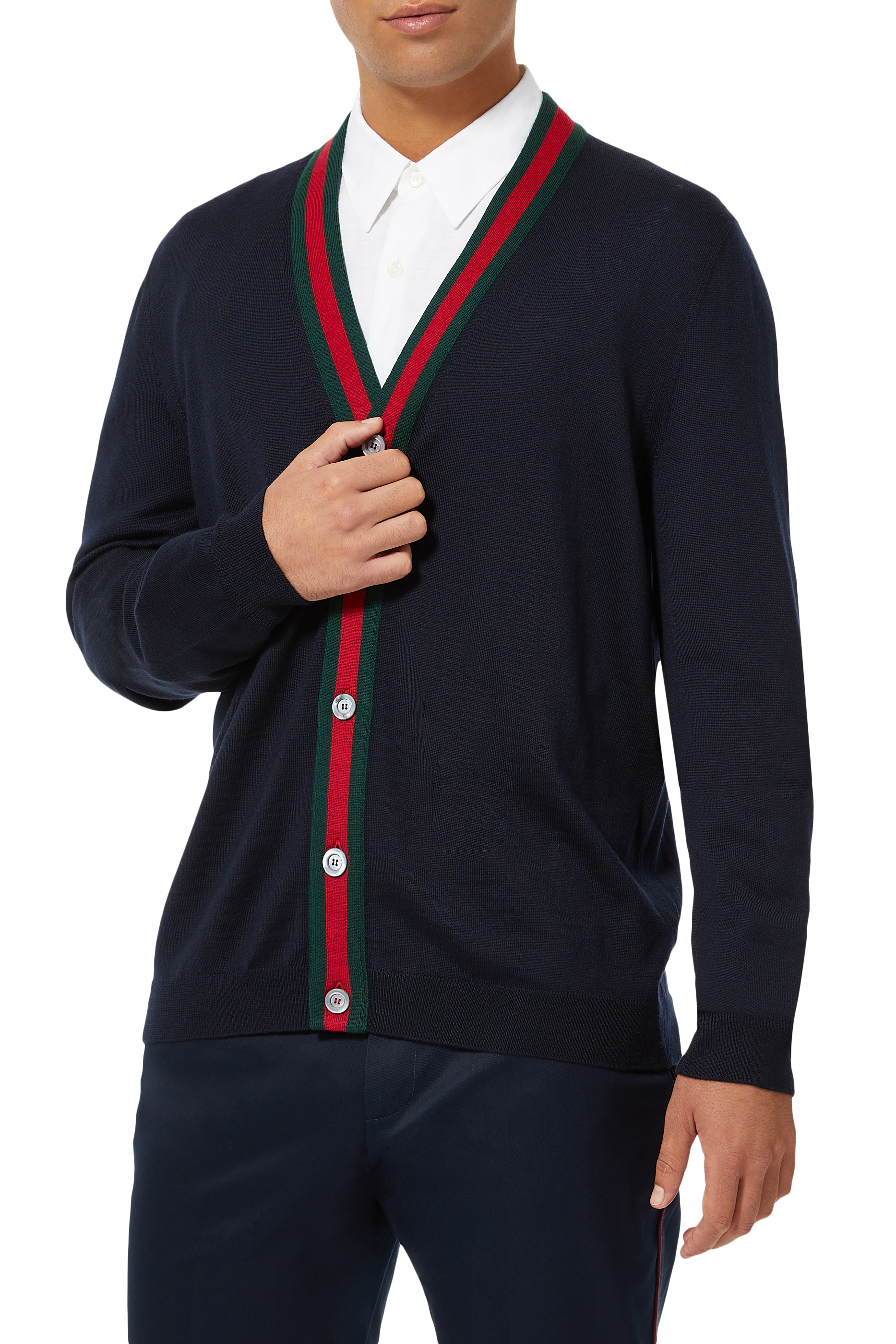 Wool Cardigan With Web