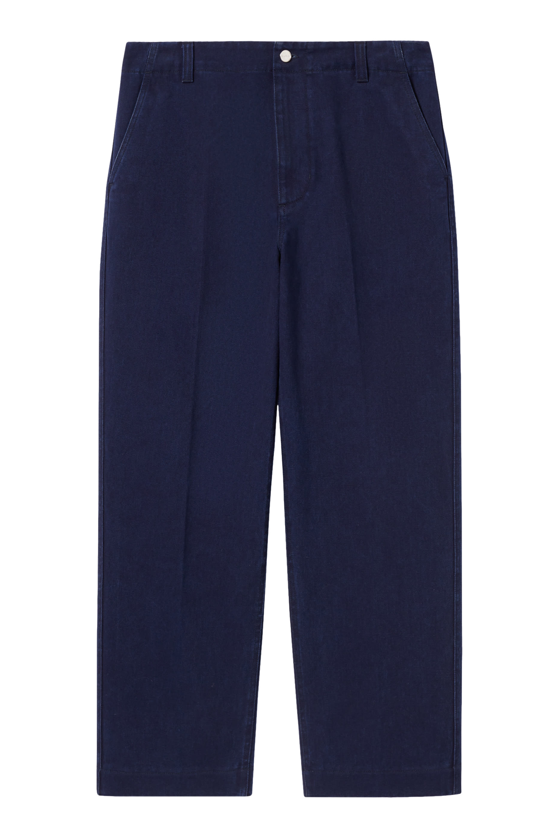 Embossed Label Washed Denim Pants