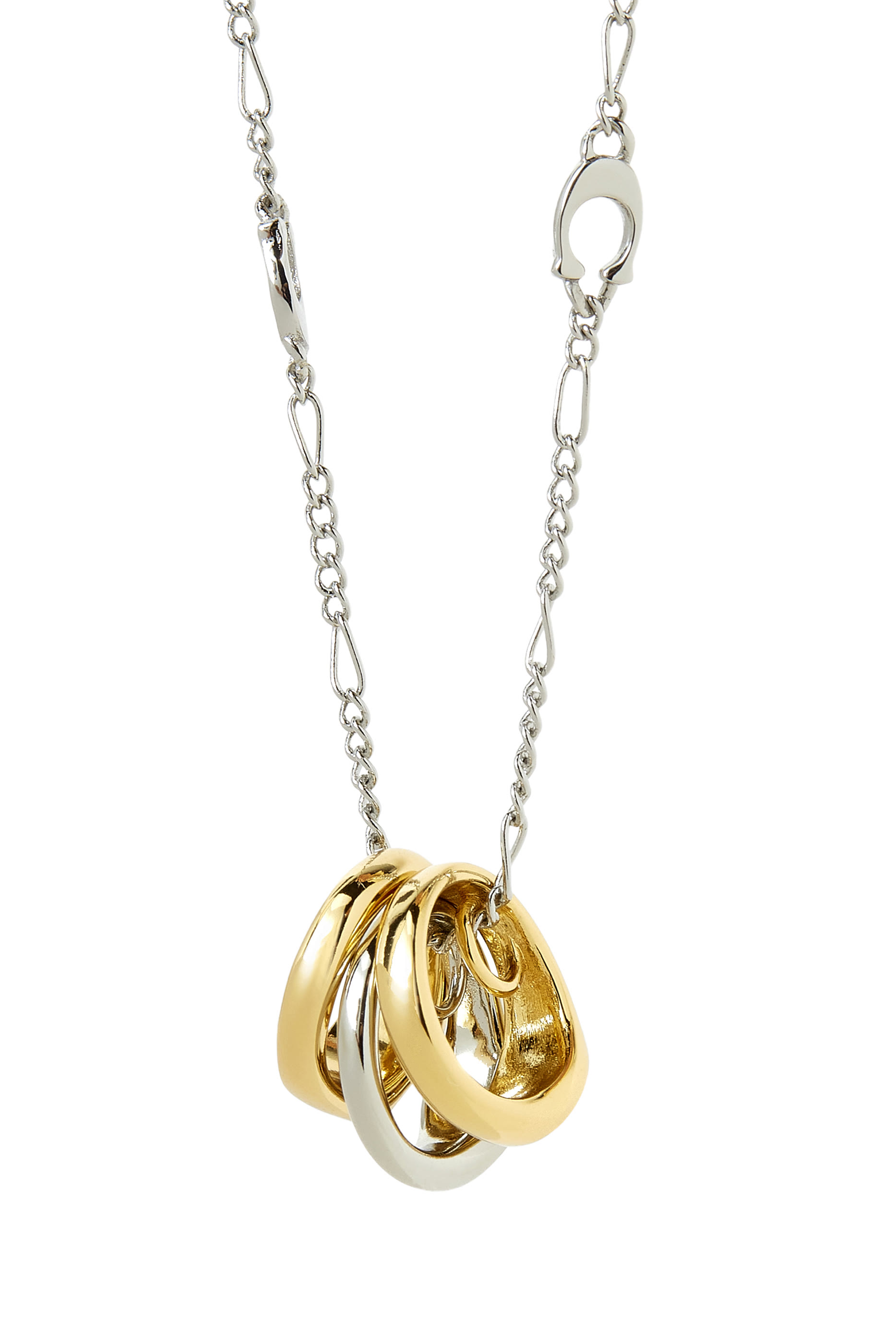 Signet Ring Rondell Pendant Necklace, Plated Brass
