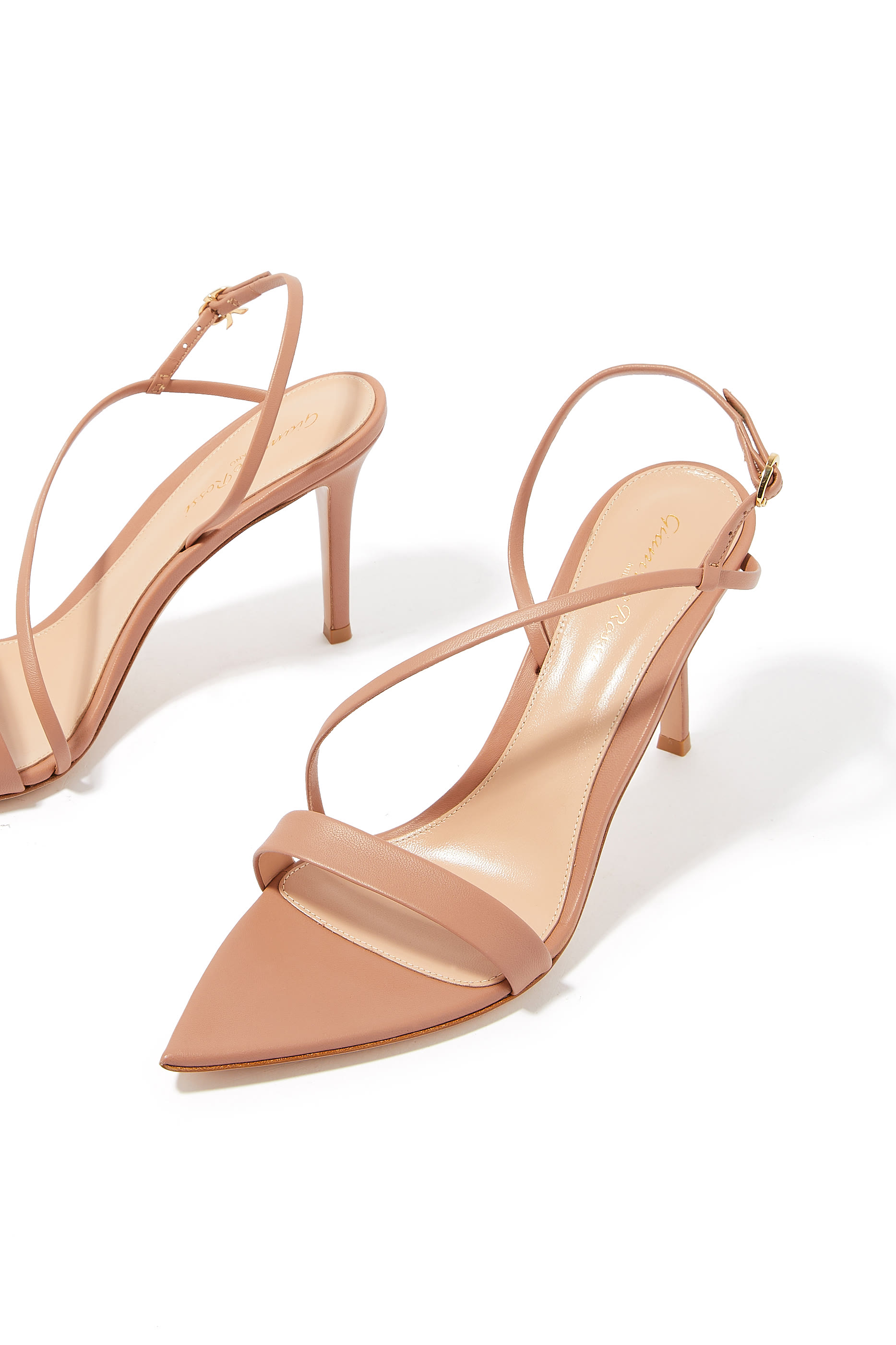 Ribbon 85 Leather Cross Ankle Strap Sandals