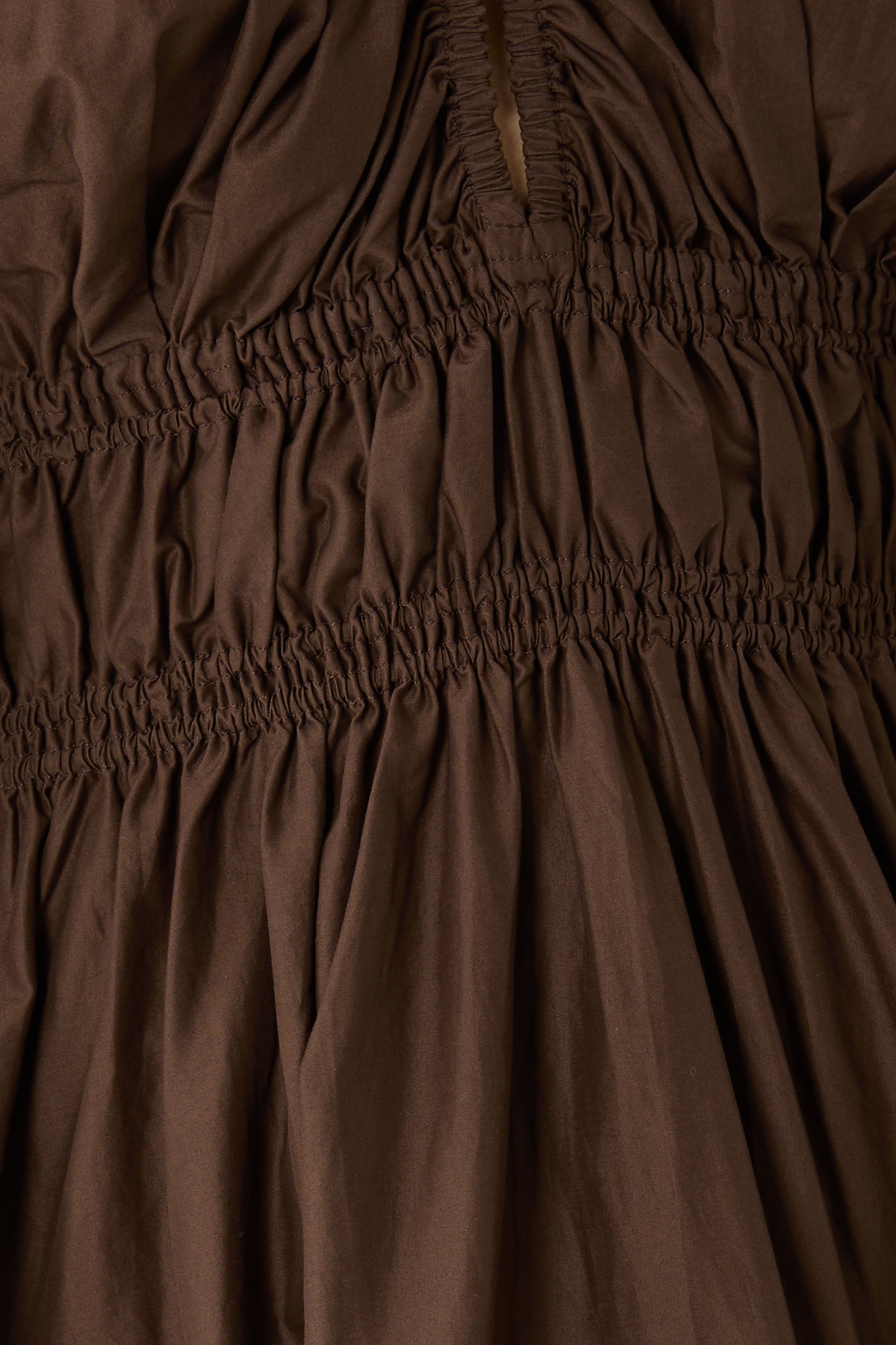 Shirred Plunge Button Dress