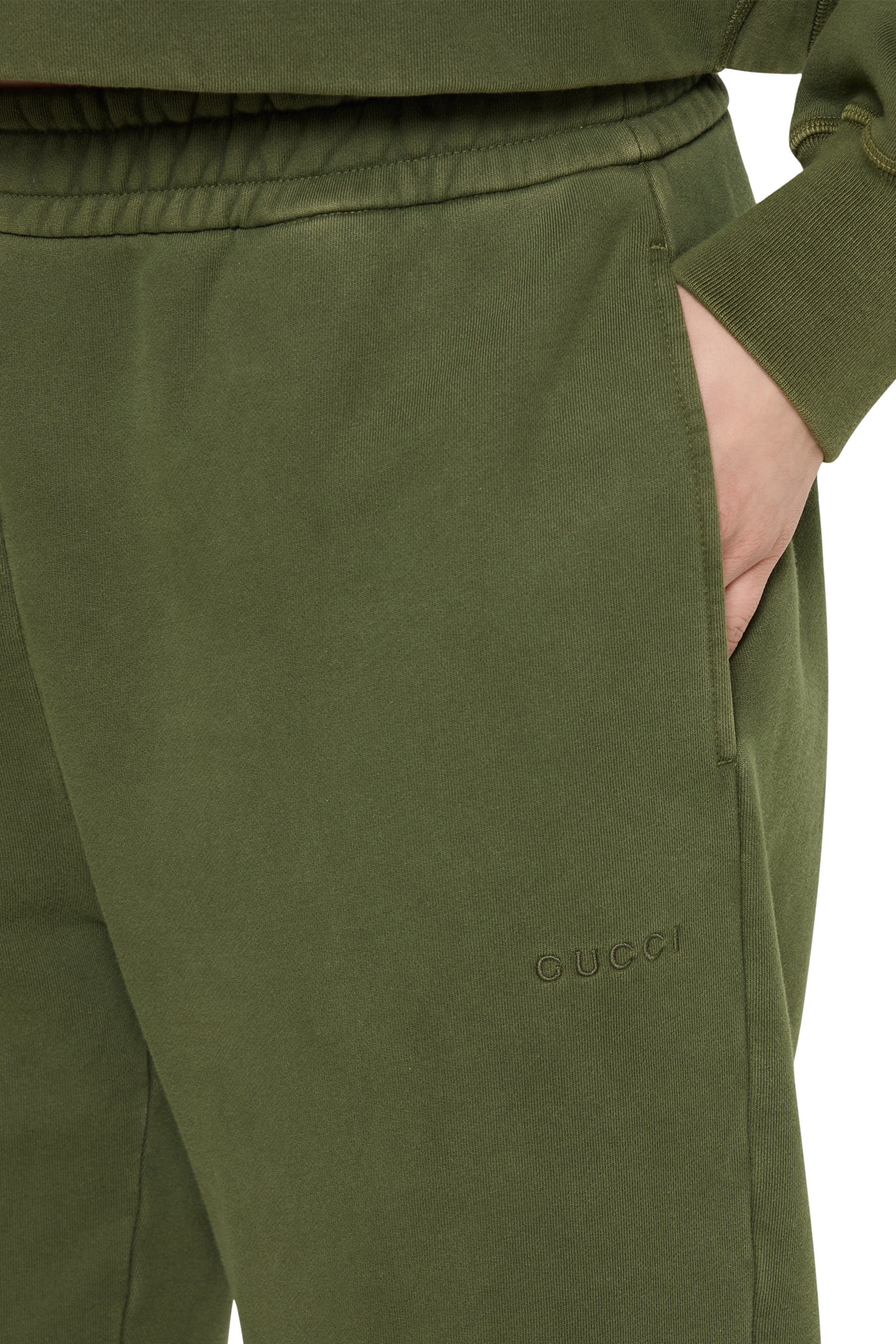 Logo Embroidered Cotton Jersey Leisure Pants