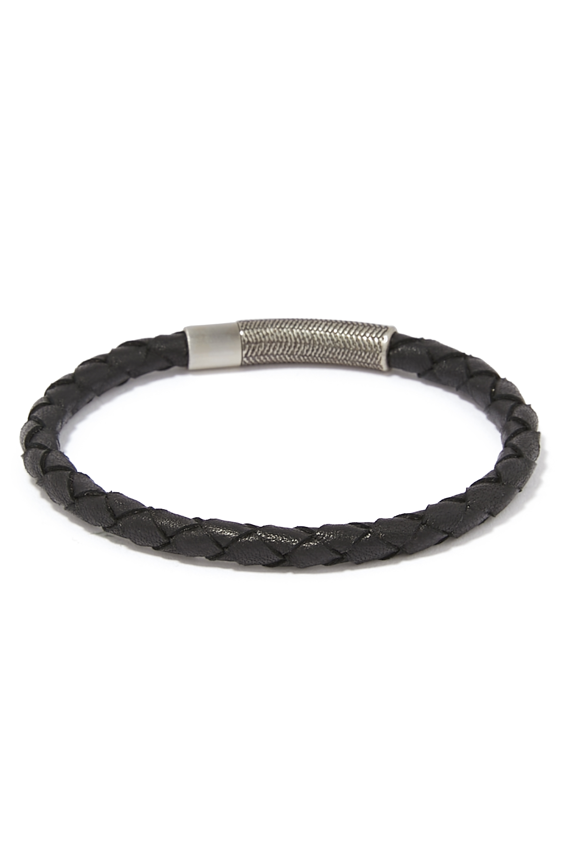 Herringbone Bracelet, Leather & Sterling Silver