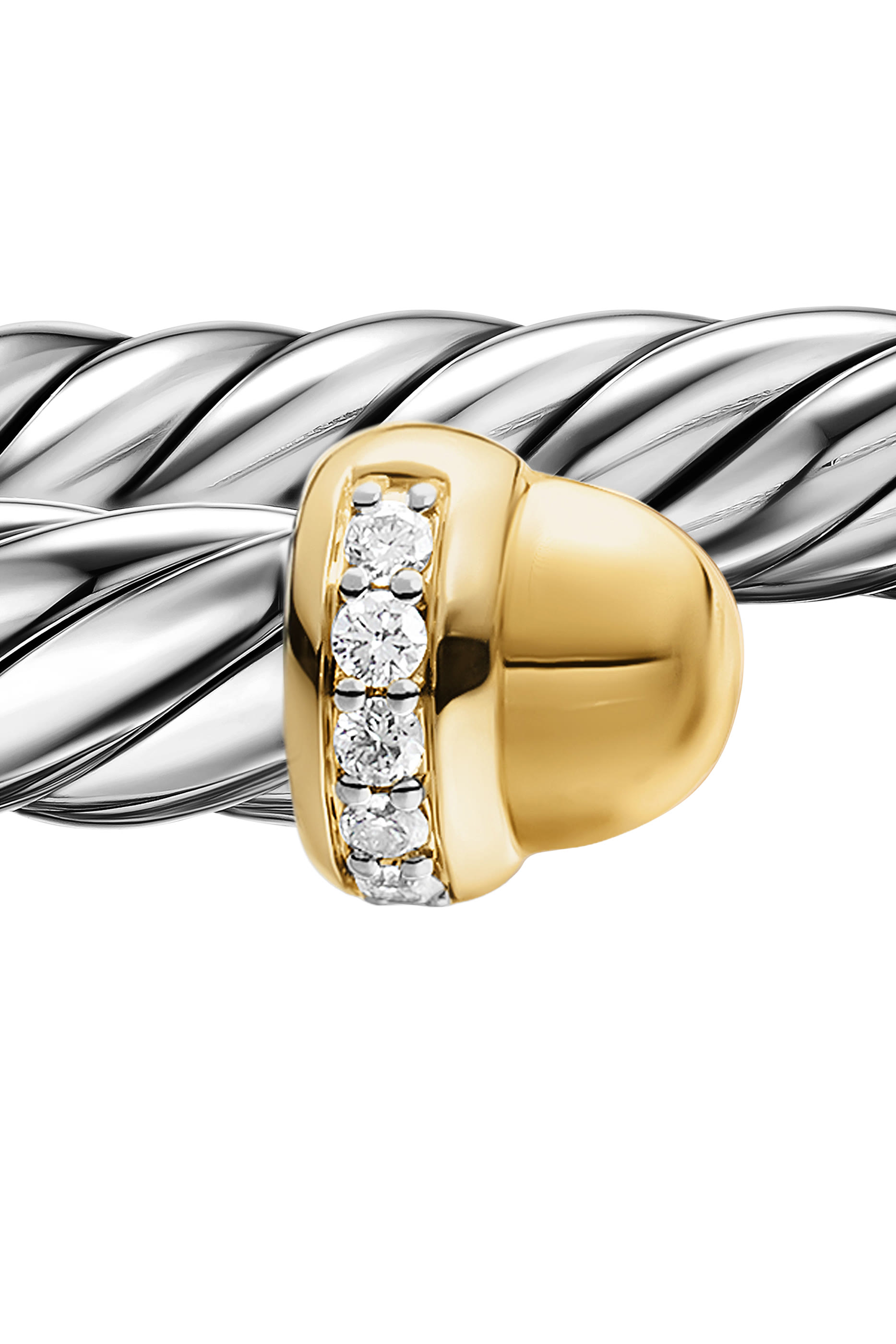  Cable Diamond Cable Flex Bangle,  Sterling Silver with 14K Yellow Gold & Pav&eacute; Set Diamonds