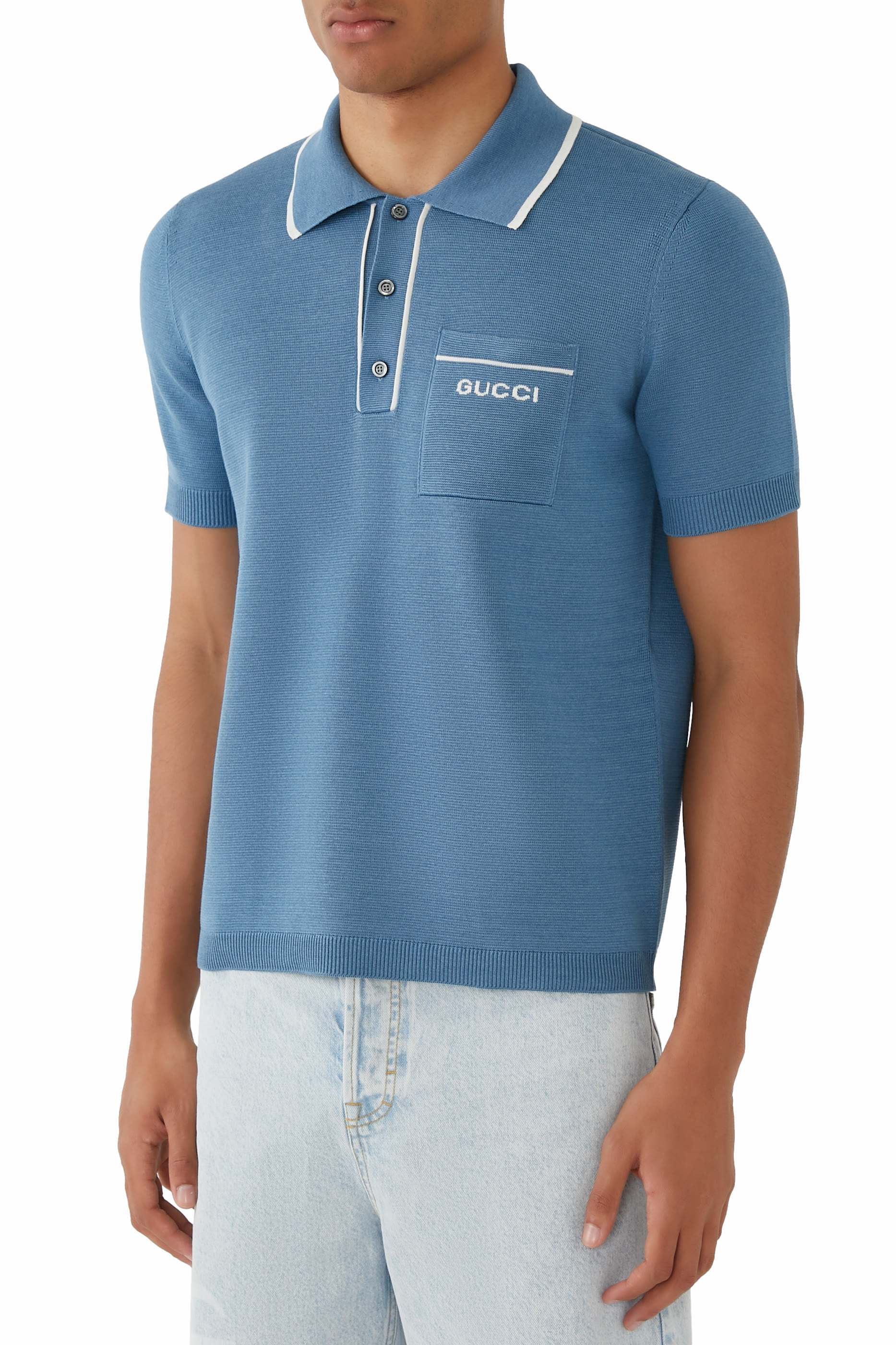 Silk Cotton Knit Polo Shirt