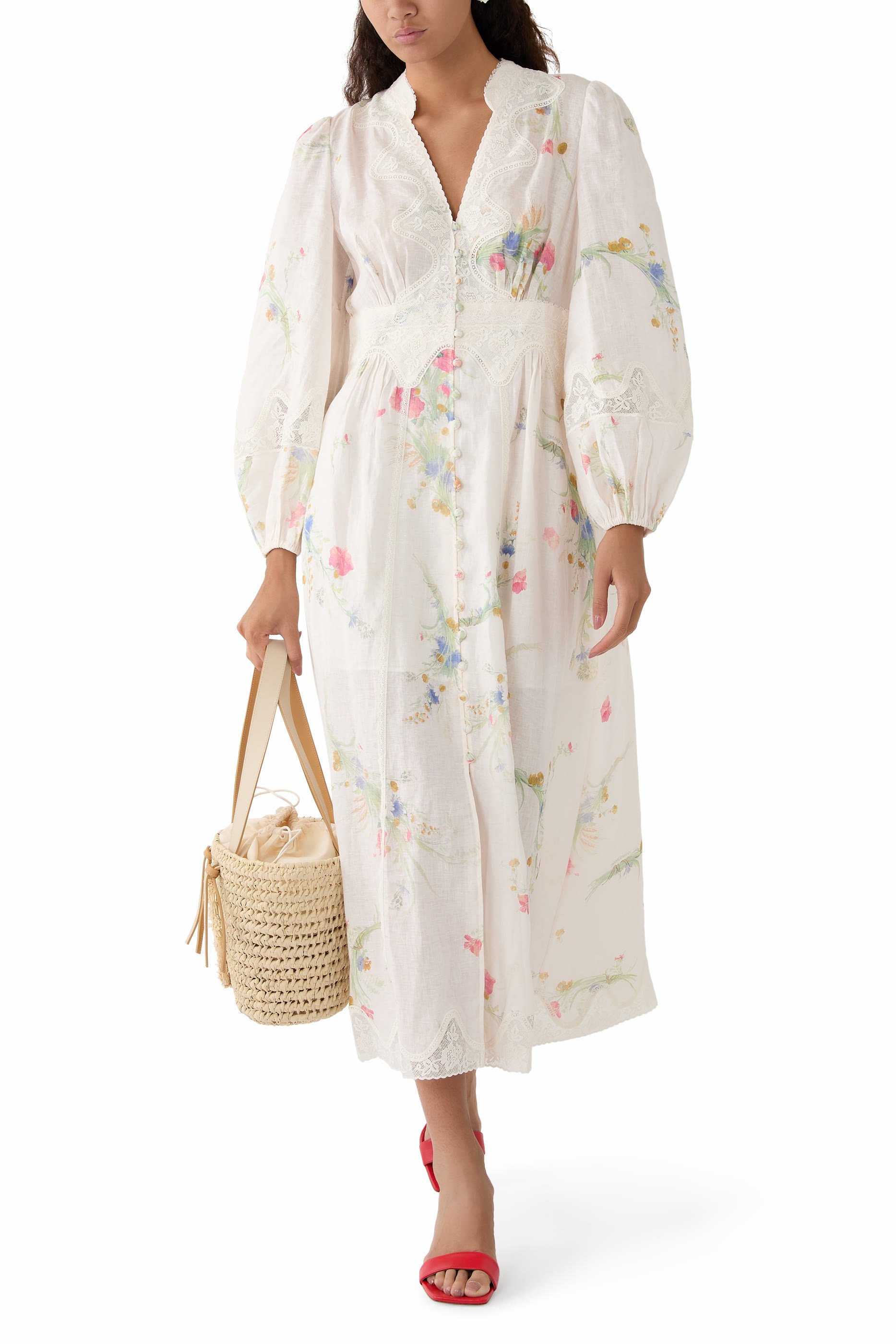 Lucky Lace Plunge Midi Dress