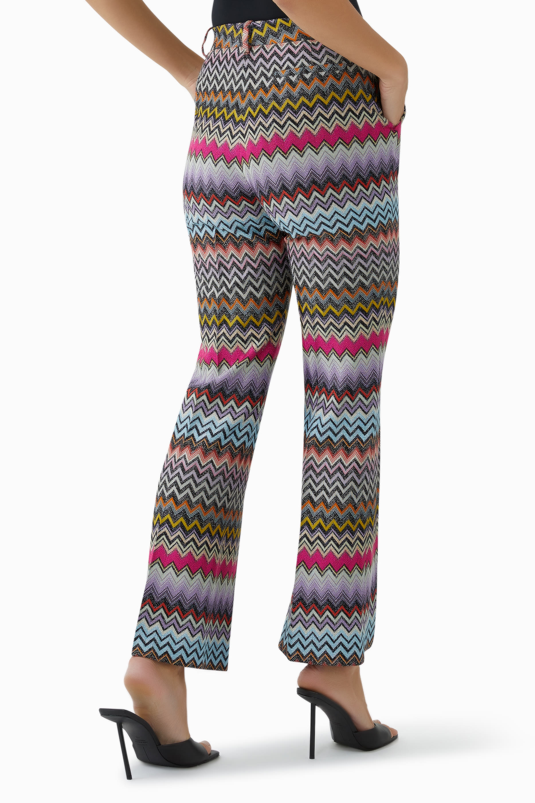 Zigzag Raschel Lurex Flare Pants